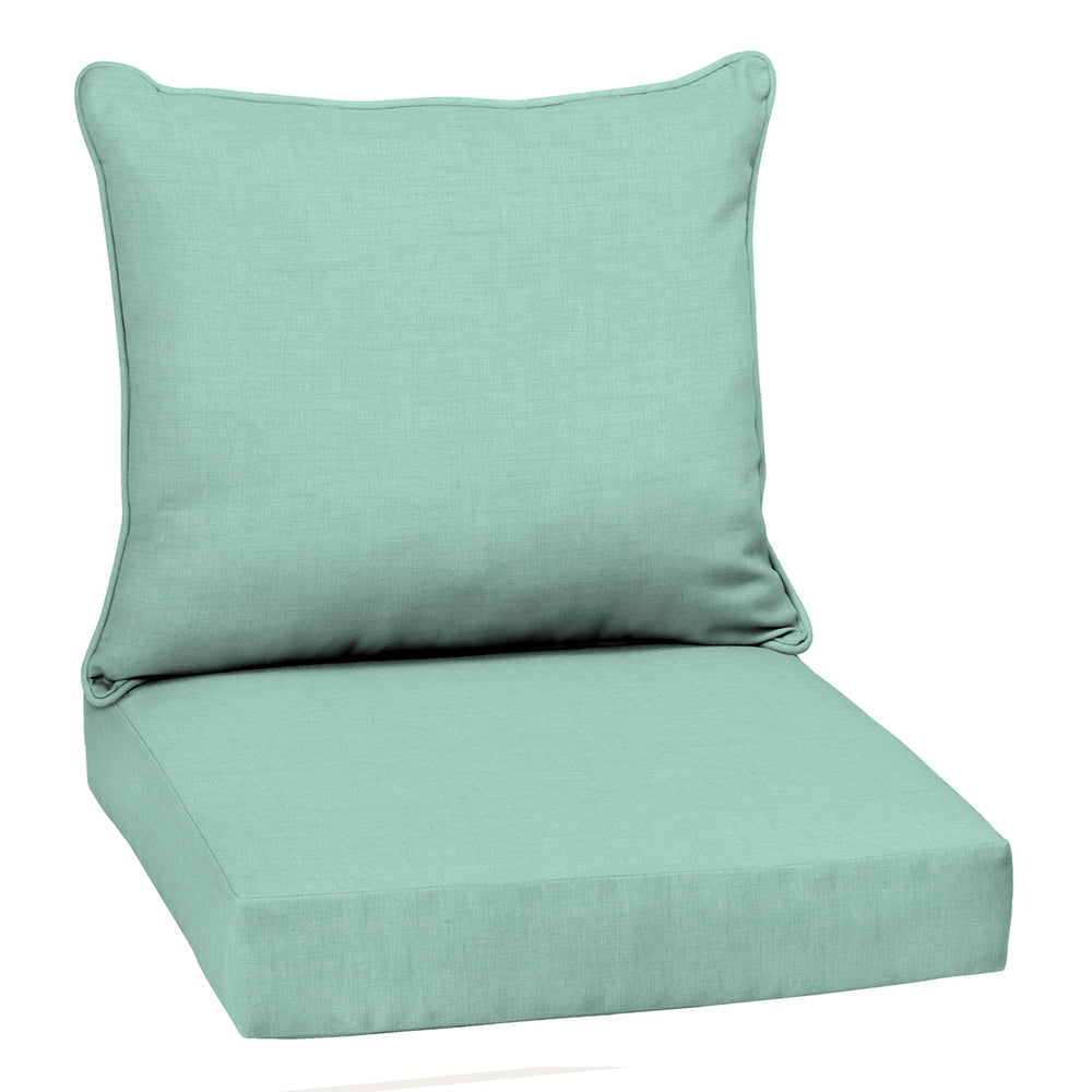 Arden Selections front view of aqua cushion set showcasing vibrant color and fit