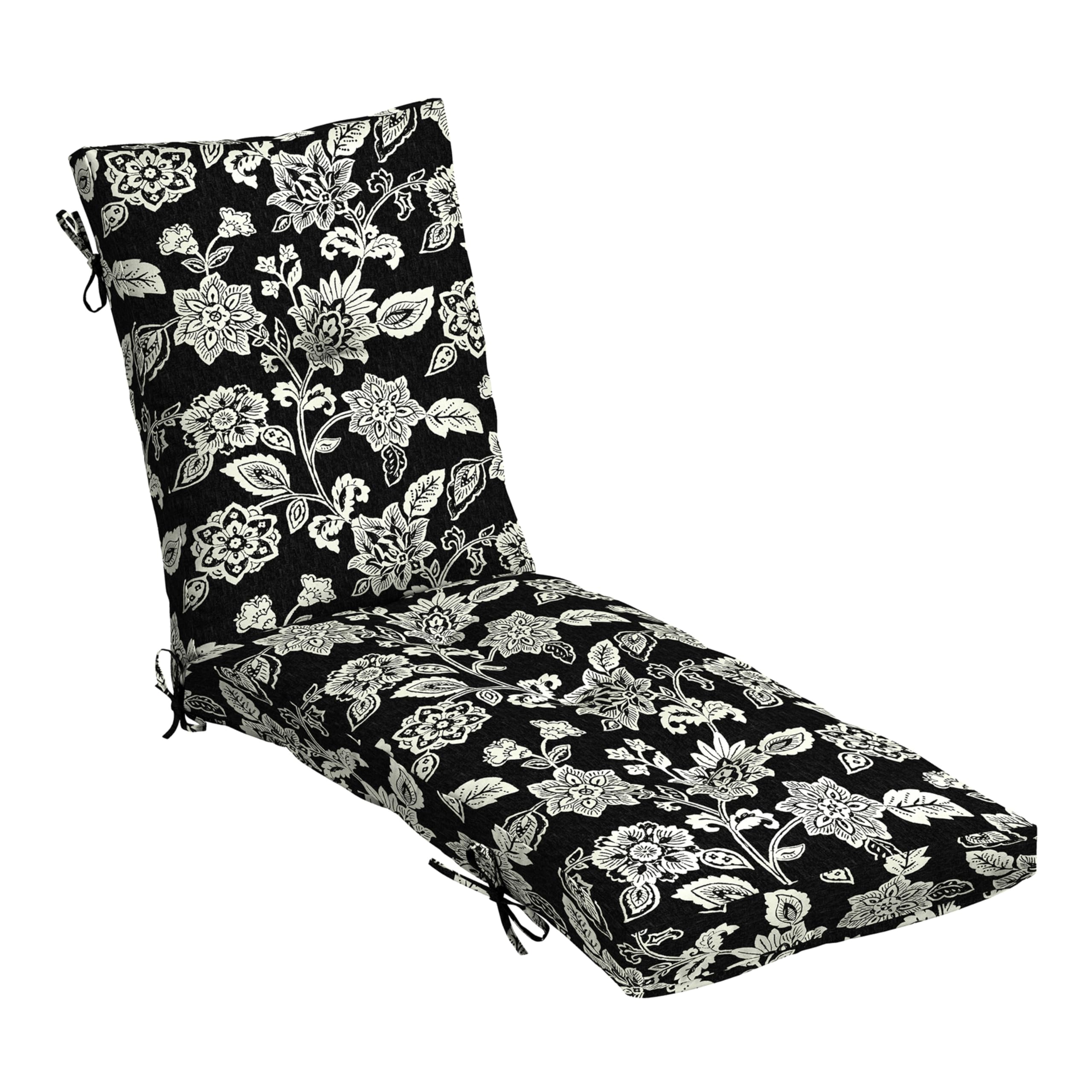 Arden Selections front view of the ashland black jacobean chaise cushion showing pattern and fit
