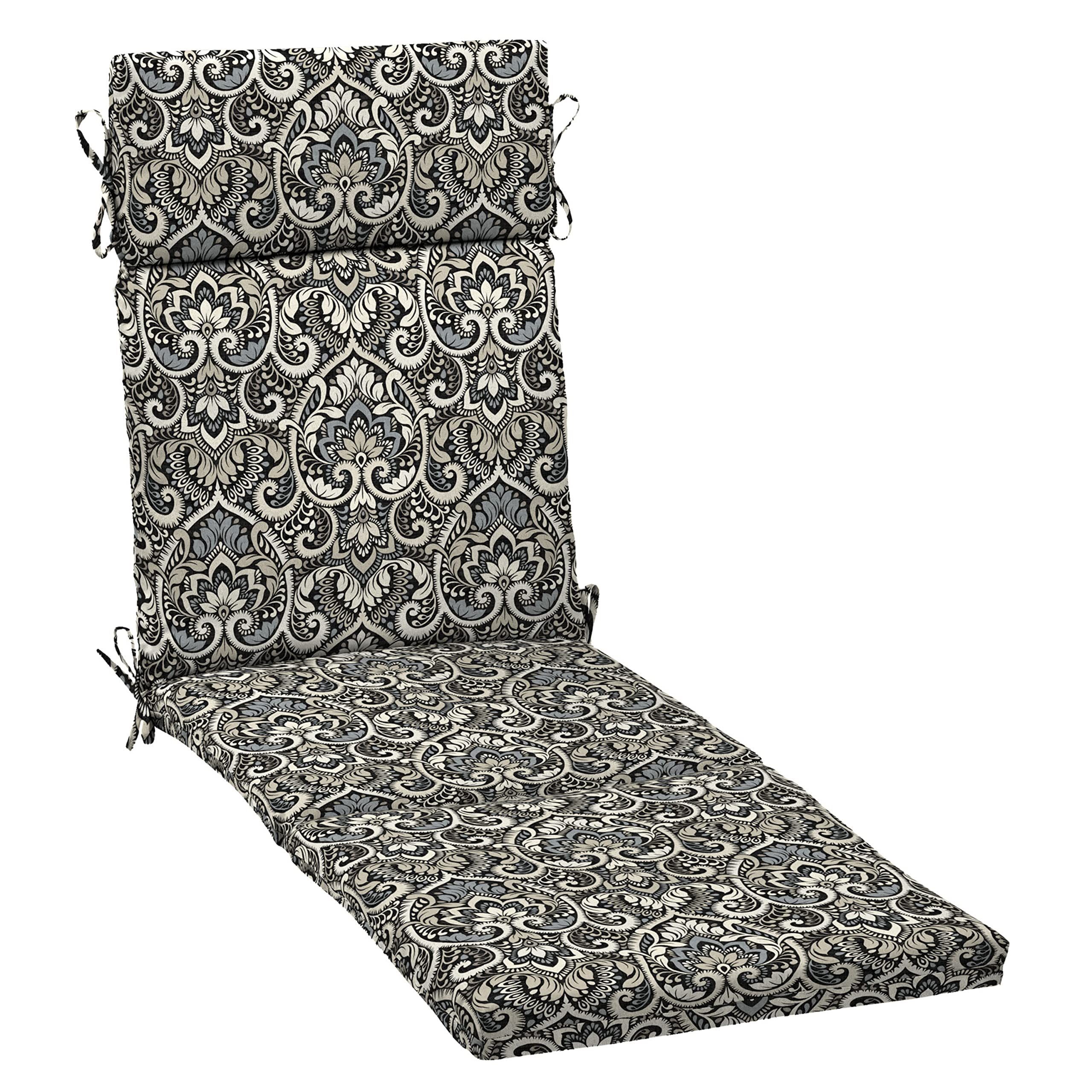 Arden Selections front view of Black Aurora Damask cushion showing pattern and fit