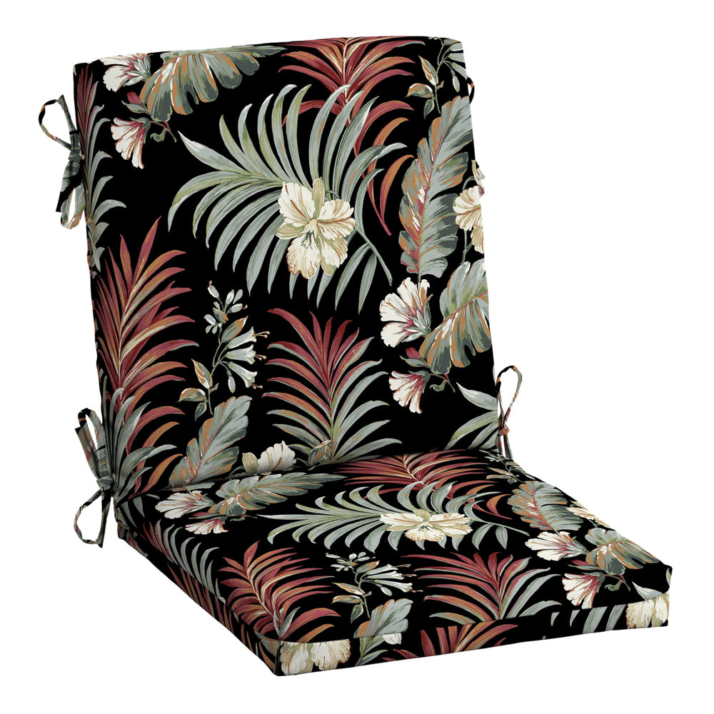 Arden Selections front view of black tropical cushion showing full coverage and comfort