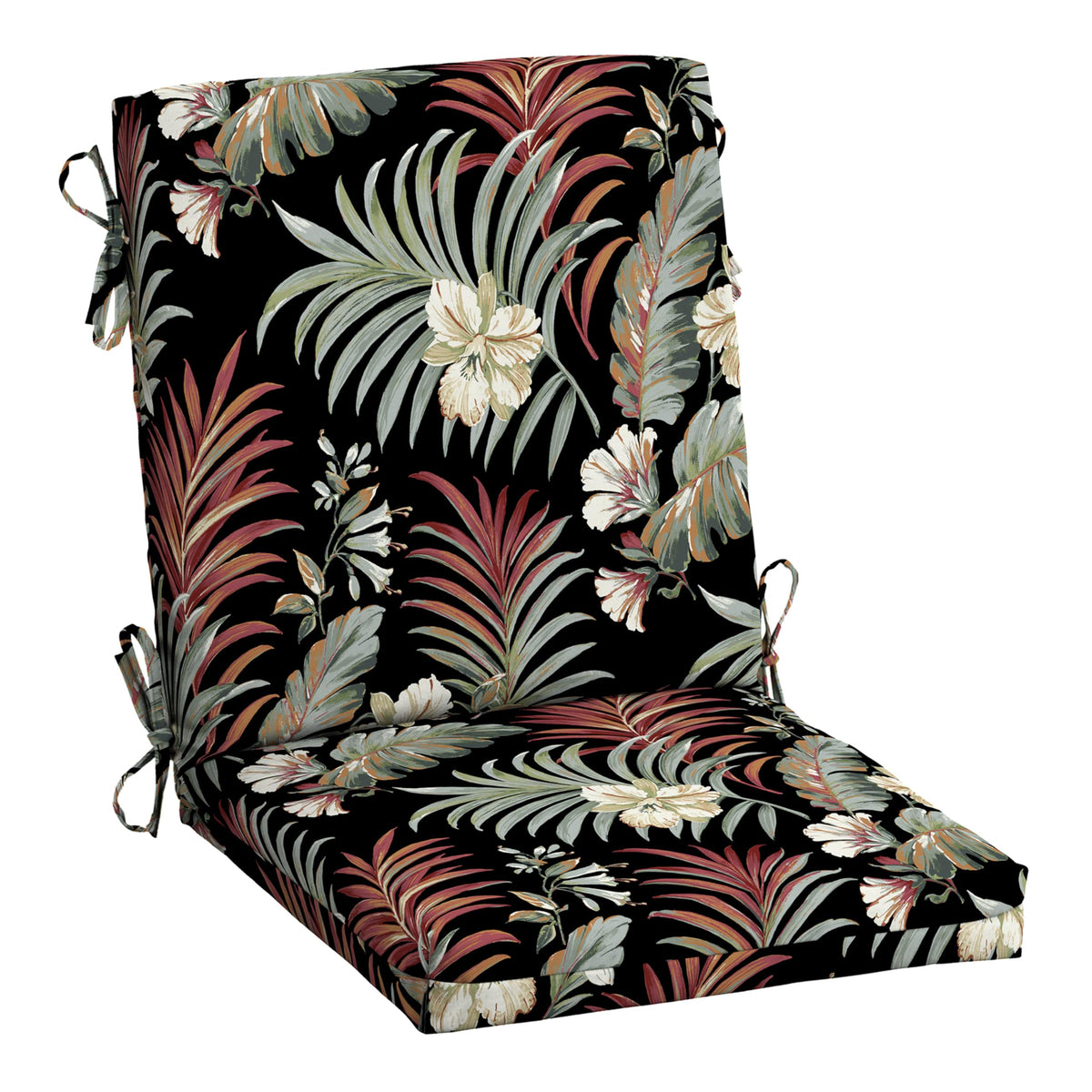Arden Selections front view of black tropical cushion showing full coverage and comfort