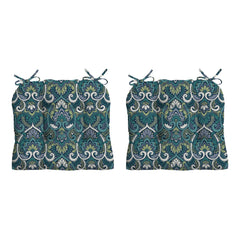 Arden Selections front view of blue damask cushions showing coordinated two-pack and style