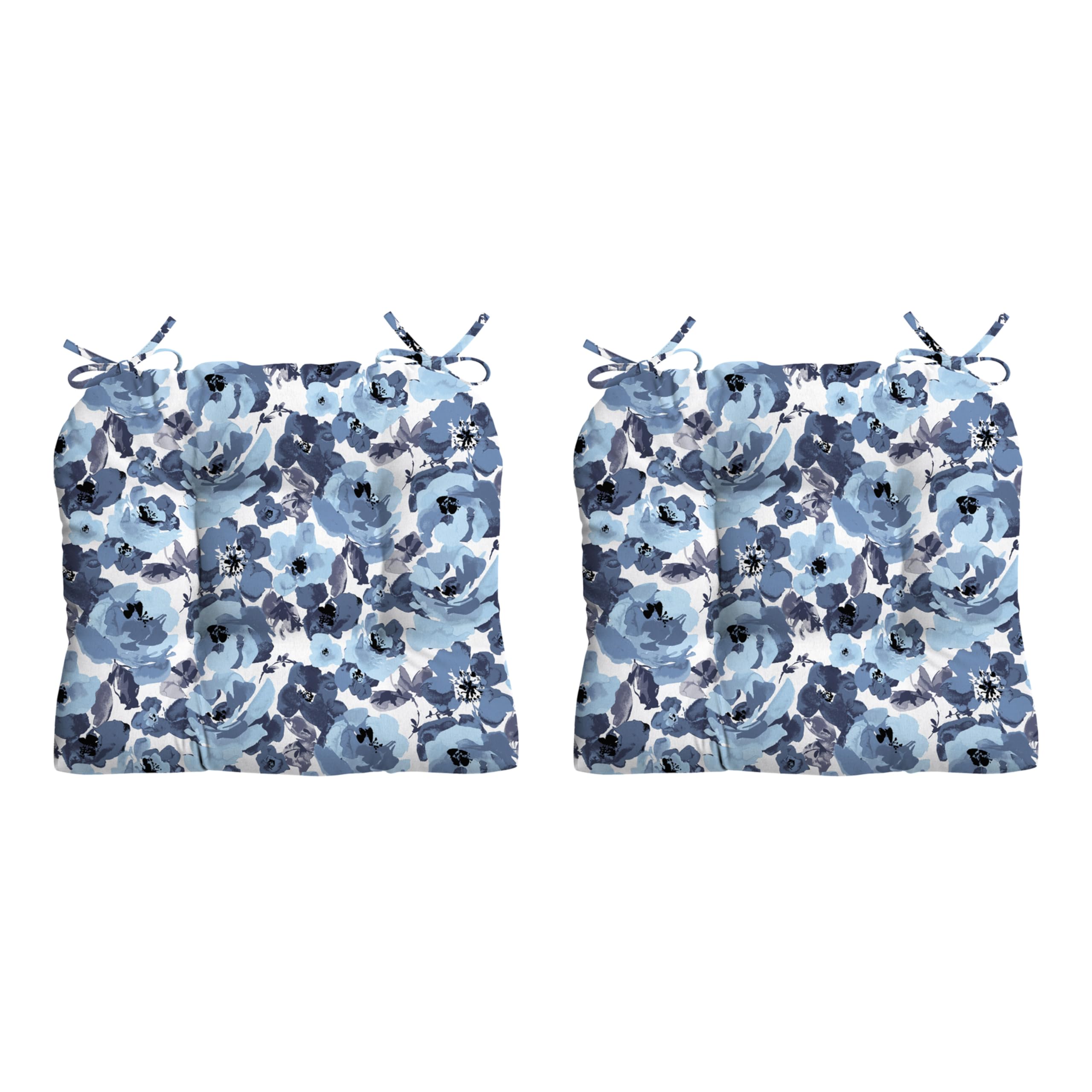 Arden Selections front view blue garden floral cushion shows vibrant pattern and fit