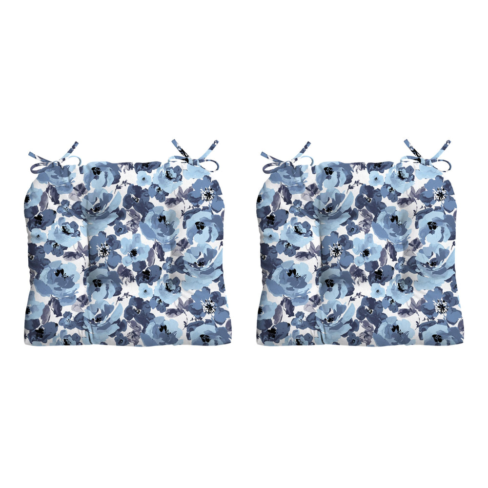 Arden Selections front view blue garden floral cushion shows vibrant pattern and fit
