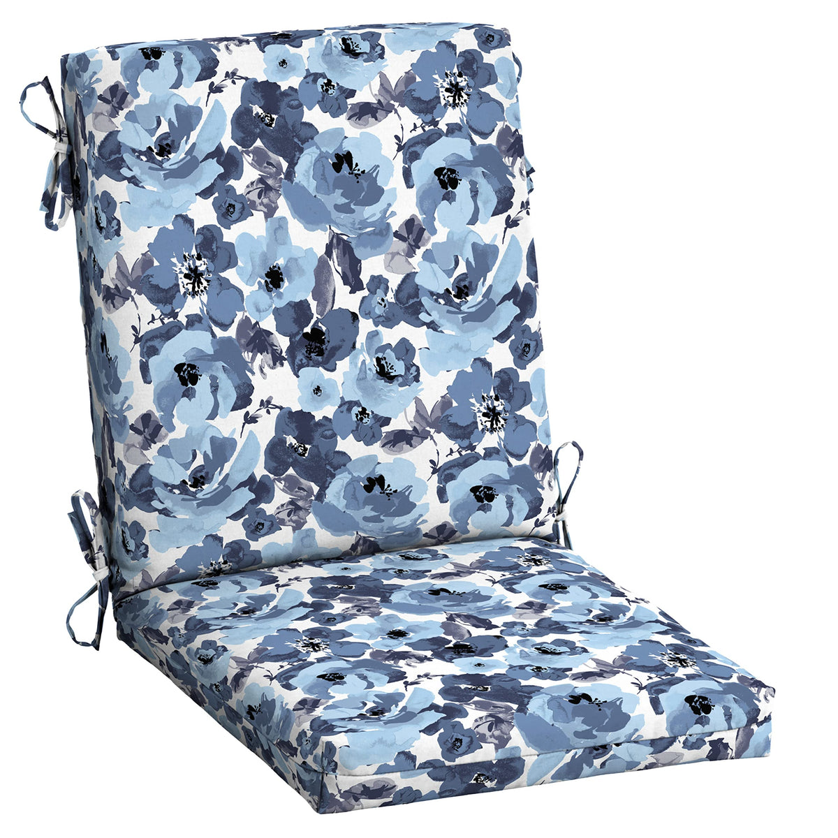 Arden Selections front view of blue garden floral cushions showing vibrant pattern and coverage