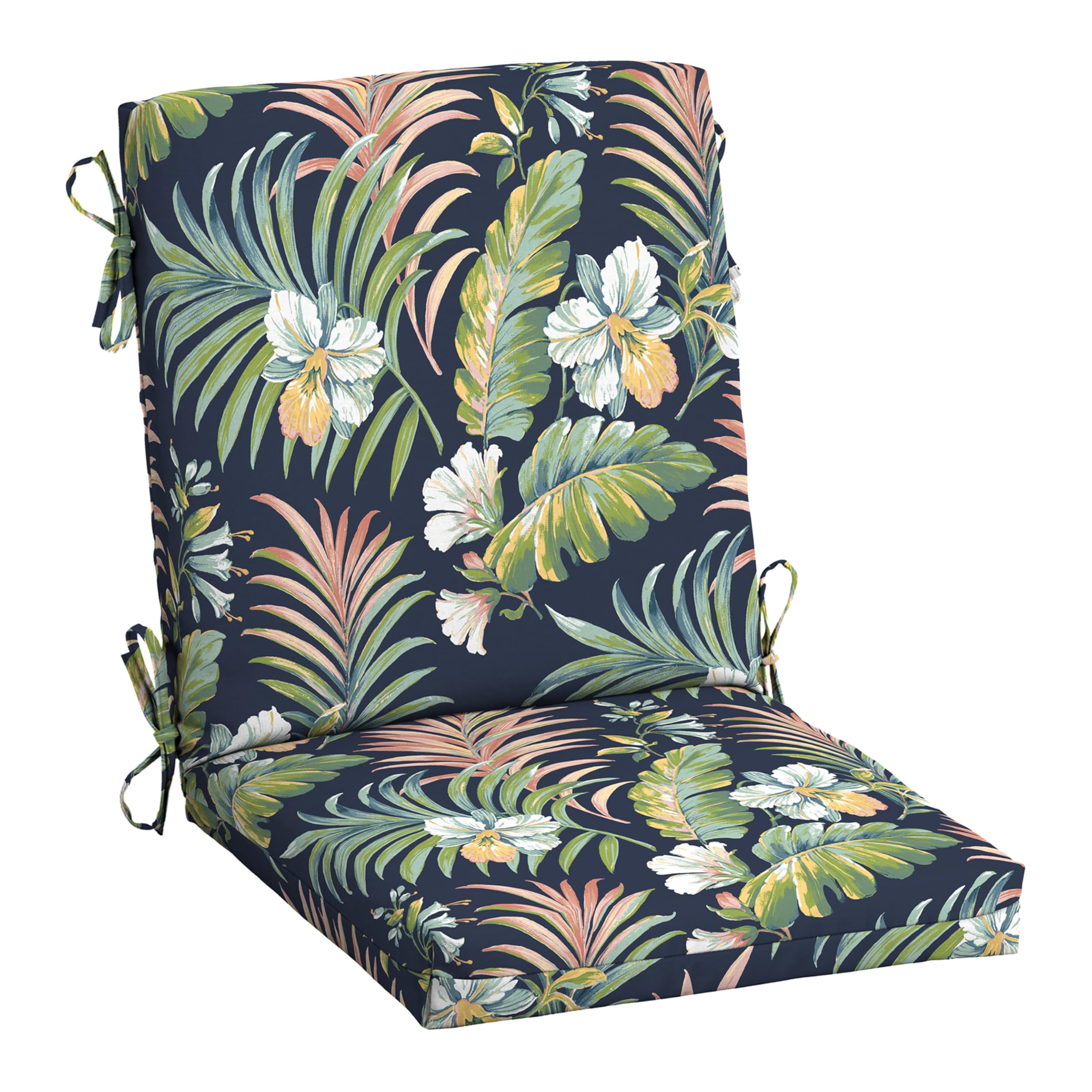 Arden Selections front view of blue tropical cushion showing vibrant color and full coverage