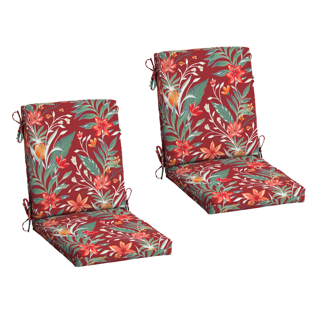 Arden Selections front view of red tropical floral cushion showing vibrant pattern and fit