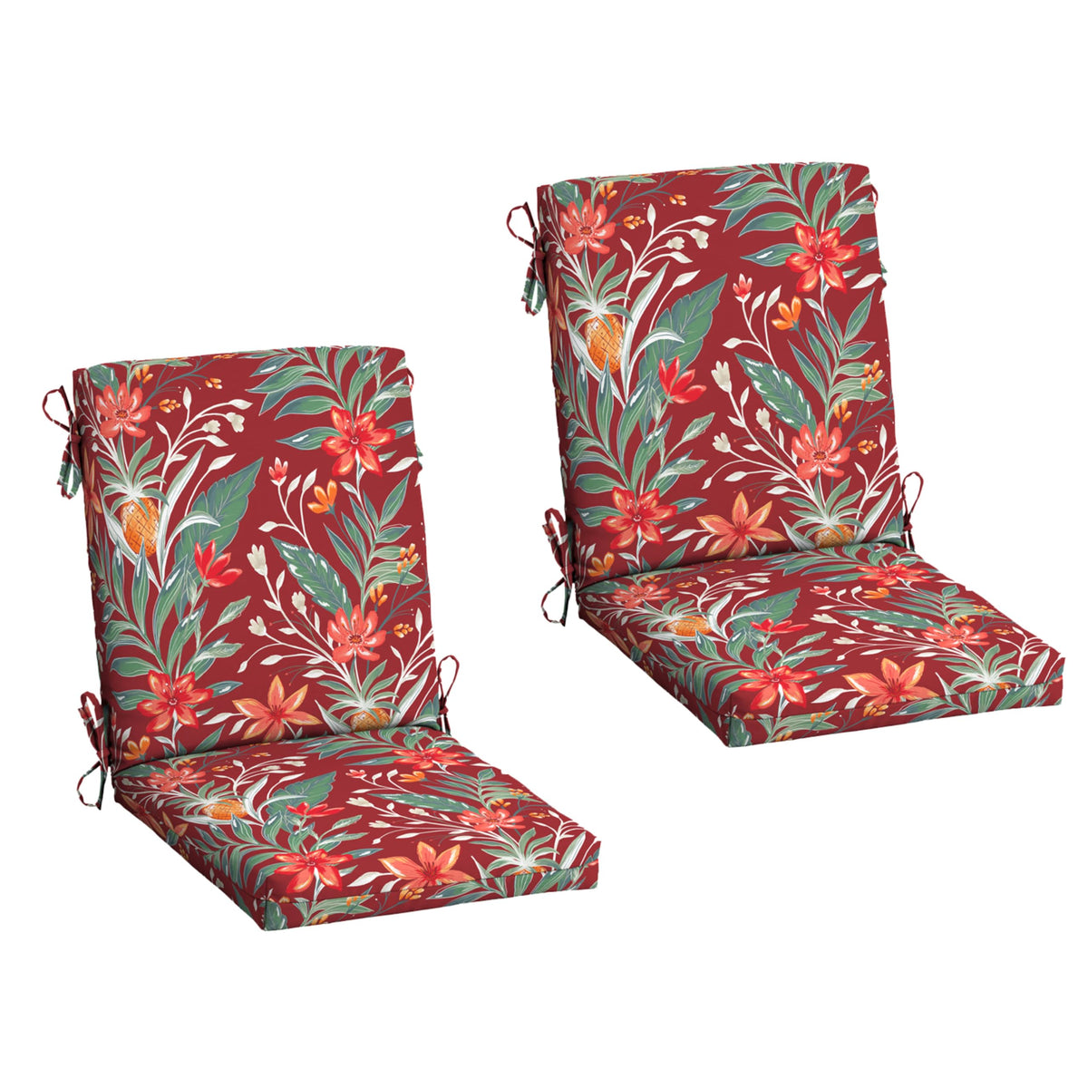 Arden Selections front view of red tropical floral cushion showing vibrant pattern and fit