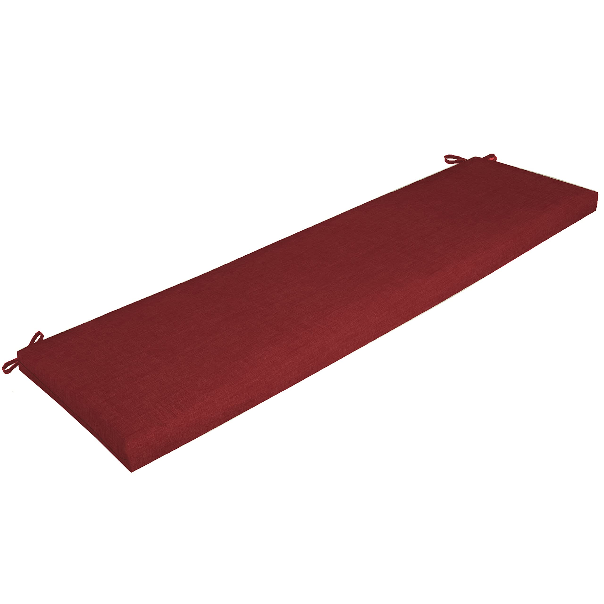 Arden Selections front view of Ruby Red bench cushion showing vibrant color and fit