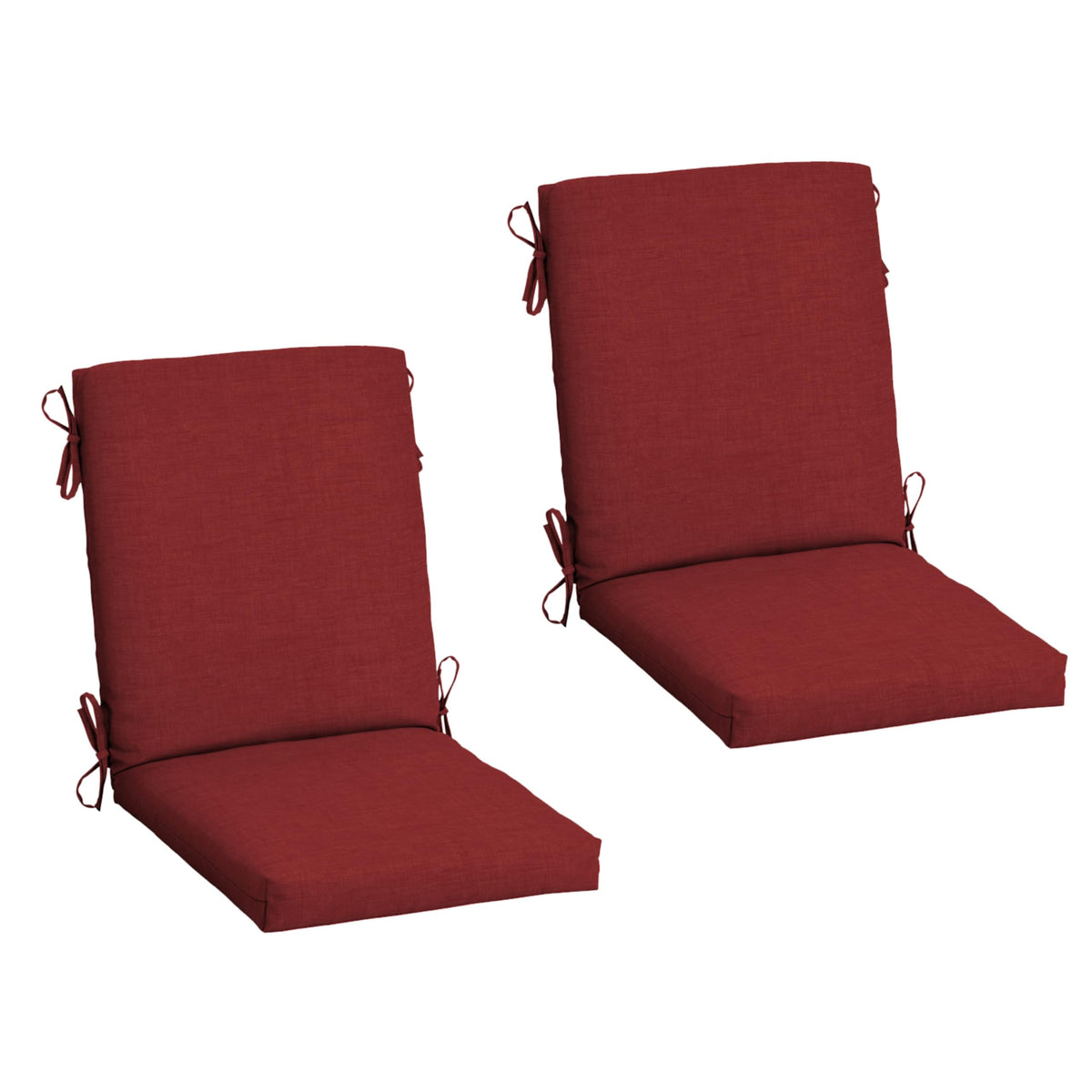 Arden Selections front view of ruby red cushions showing crisp color and fit