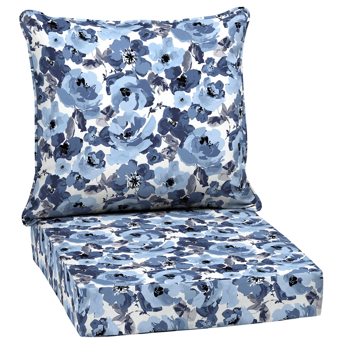 Arden Selections vista frontal del juego azul Garden Floral, luce colores vibrantes