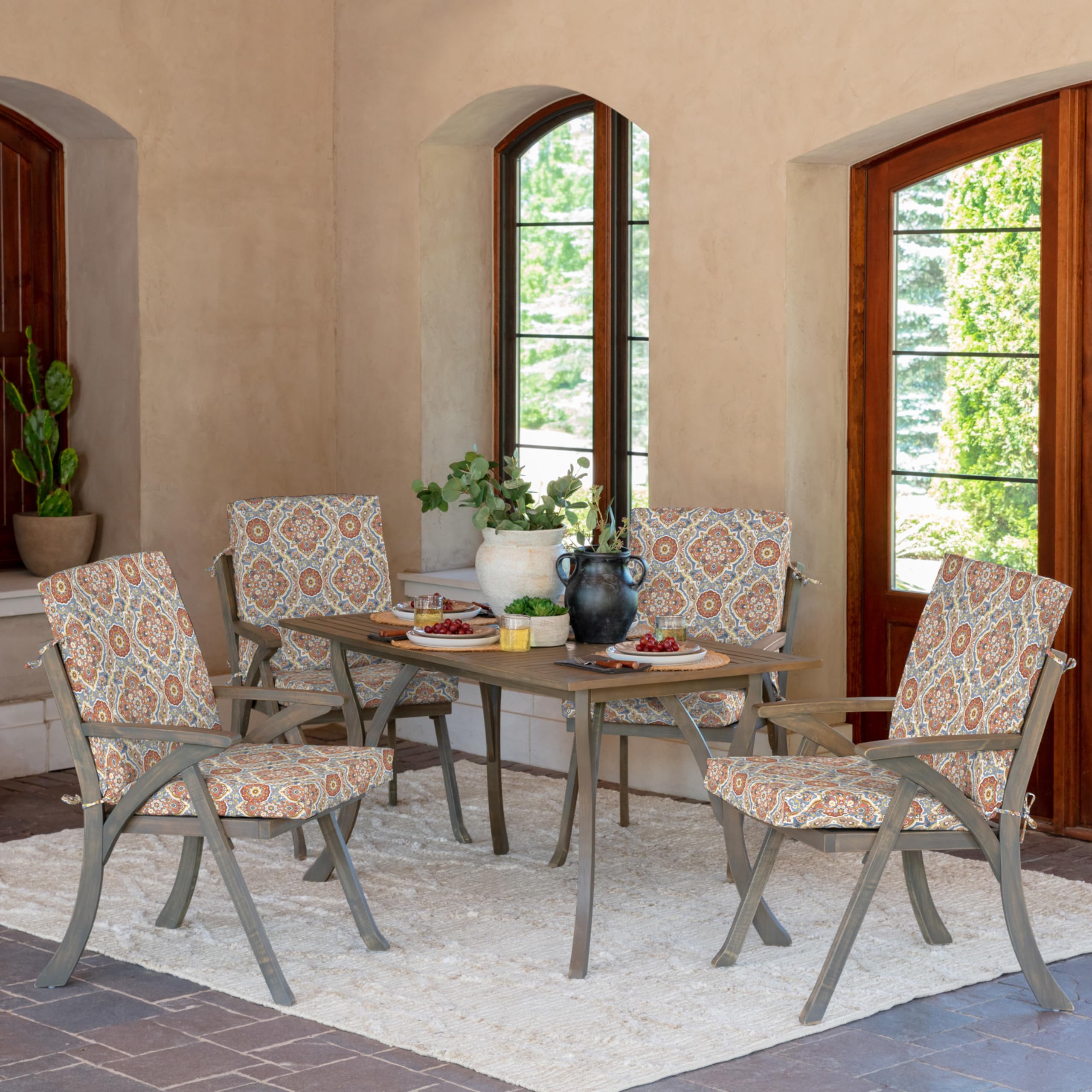 Arden Selections tied cushion fastening on chair, keeps cushions secure
