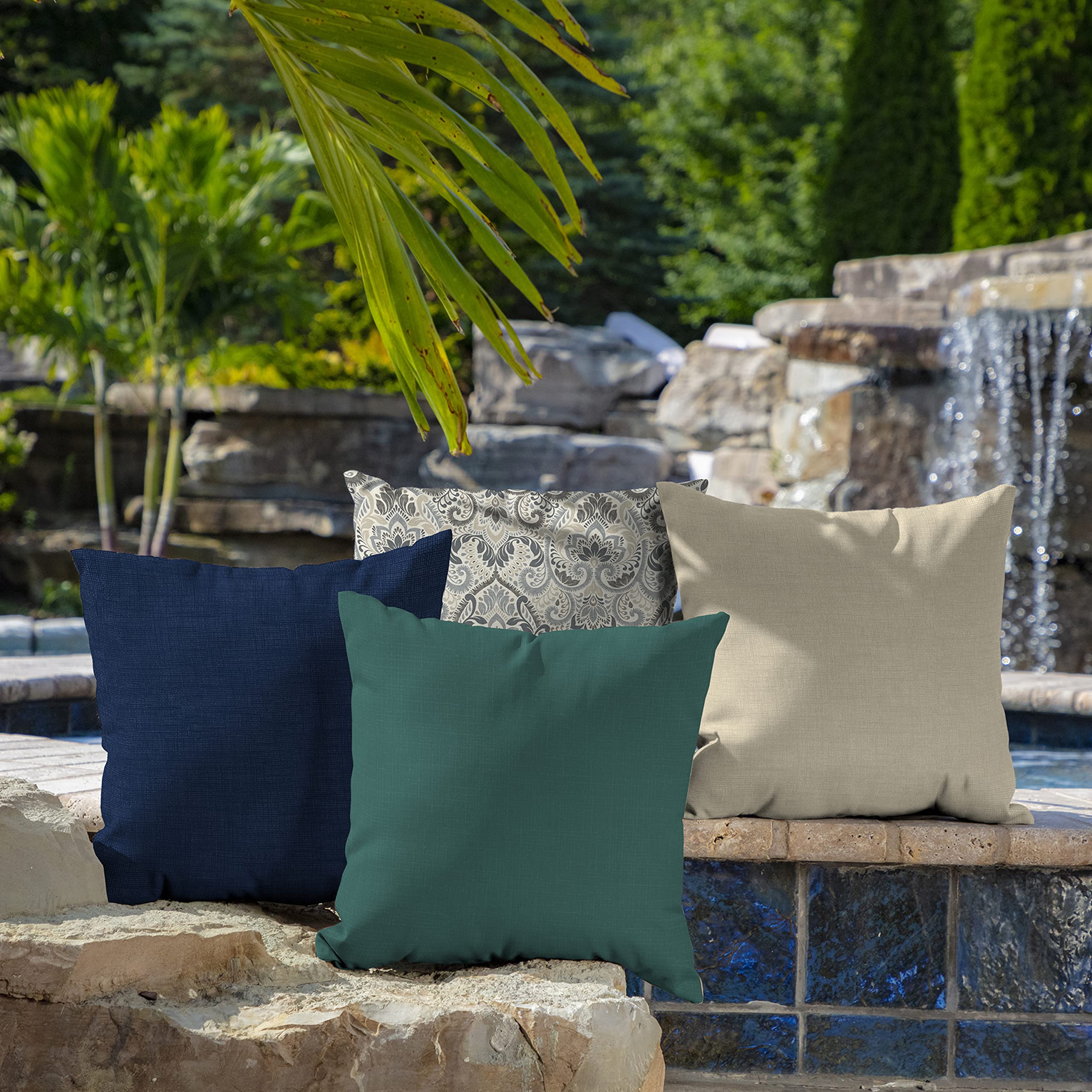 Arden Selections pillows on a patio sectional showing comfort and color benefit