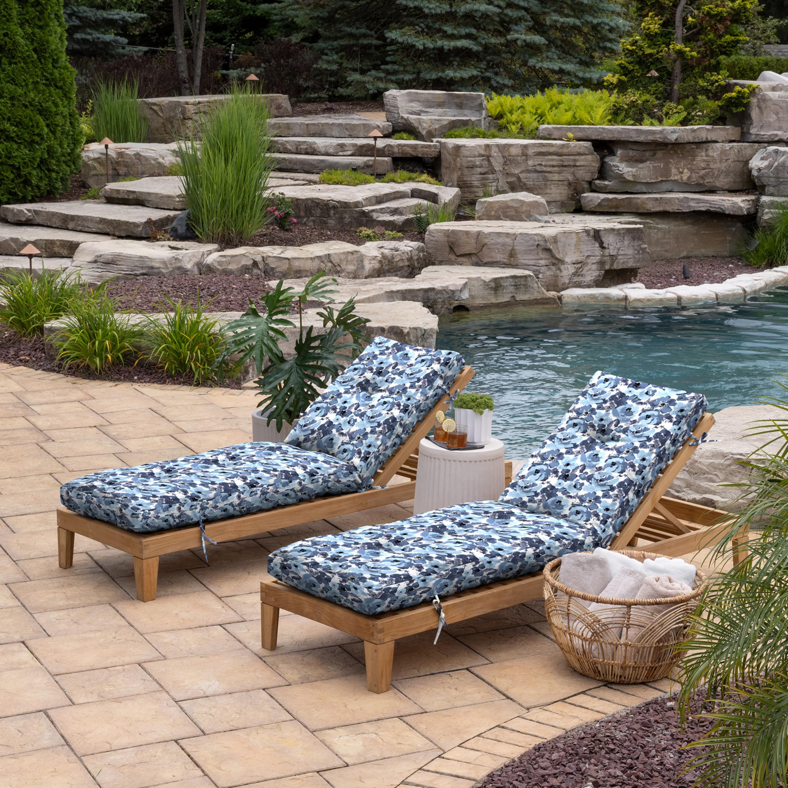 Arden Selections cushion on patio chaise showing weather-ready comfort