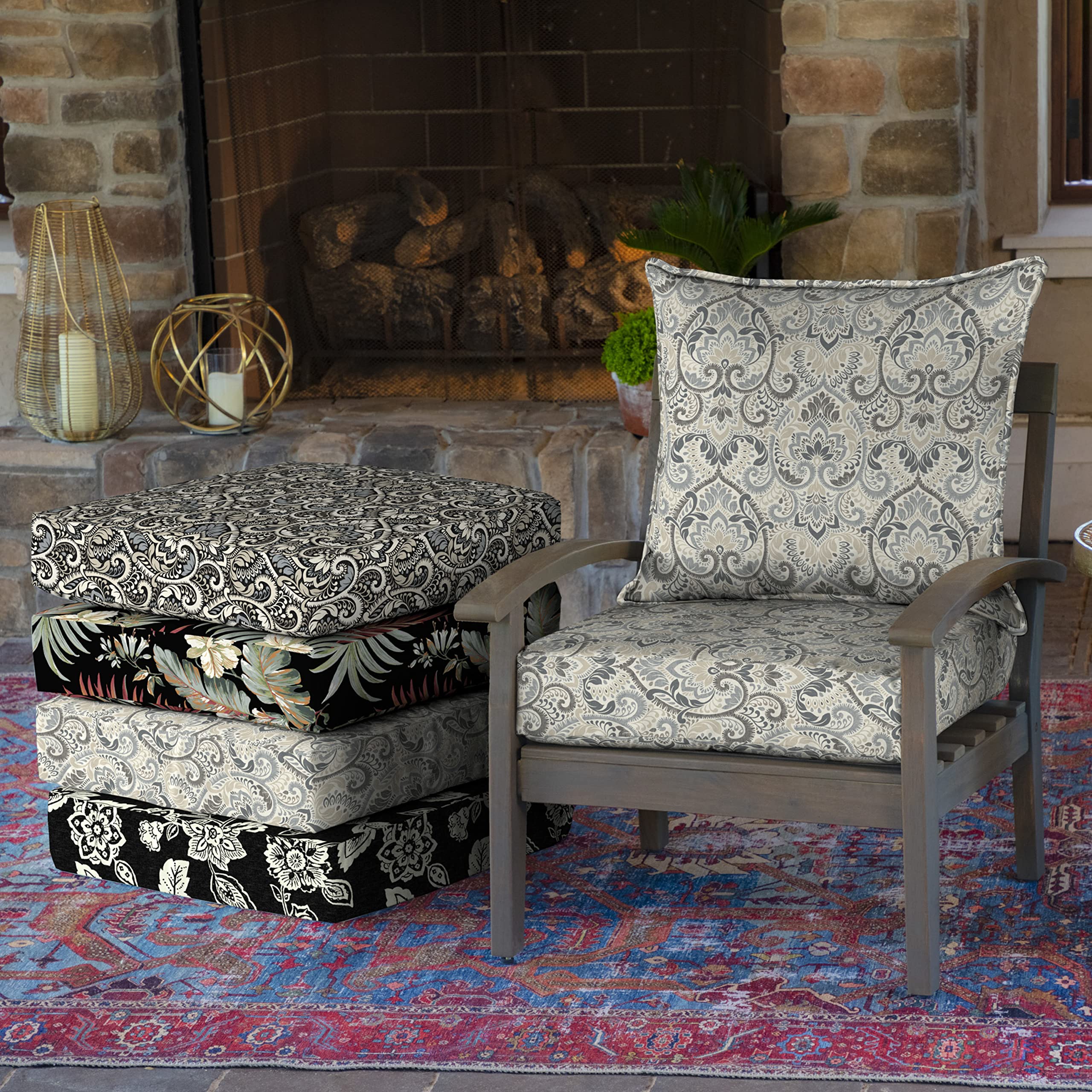 Arden Selections cushions on a patio sofa demonstrating comfort and style