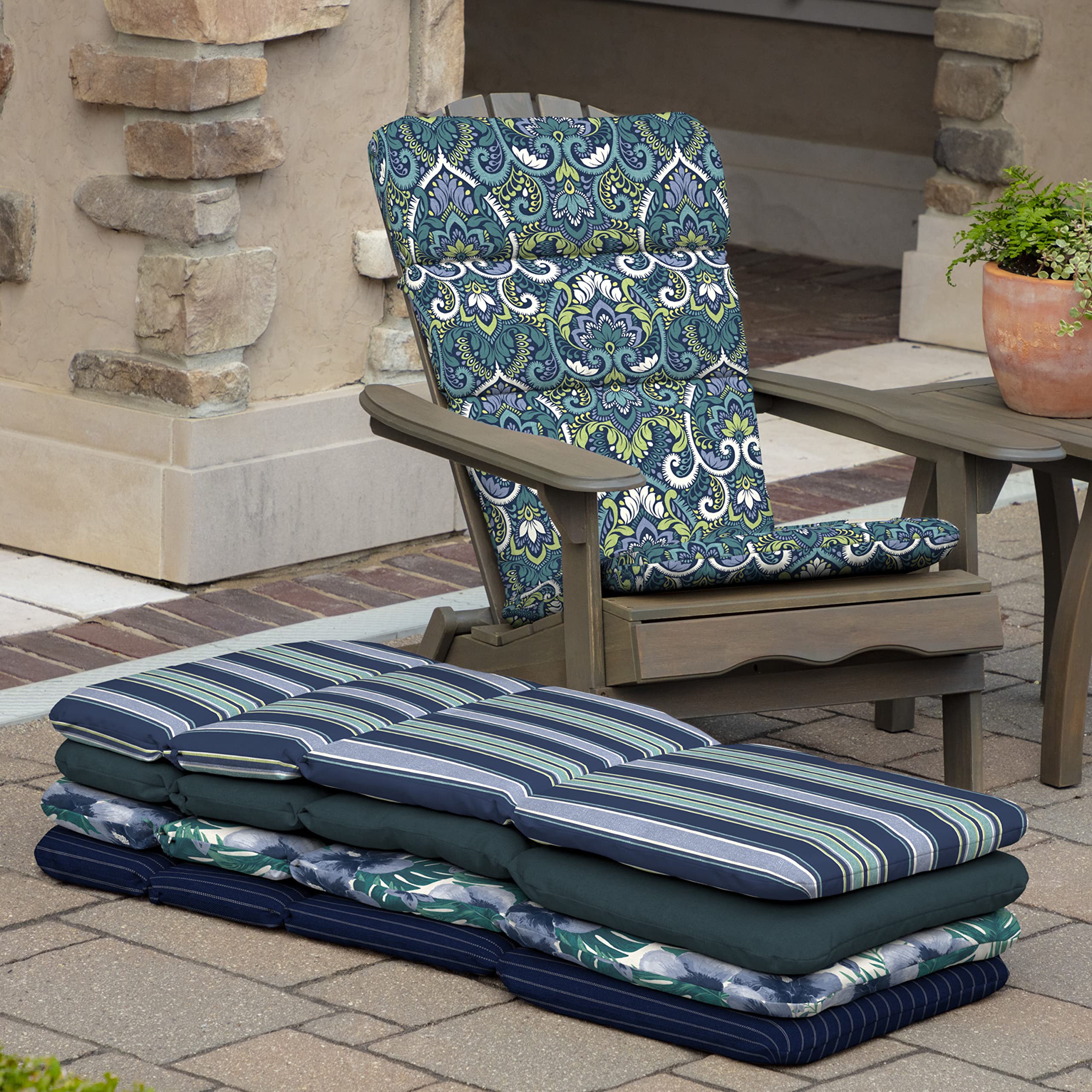 Arden Selections cushion on rocking chair outdoors illustrating lifestyle appeal