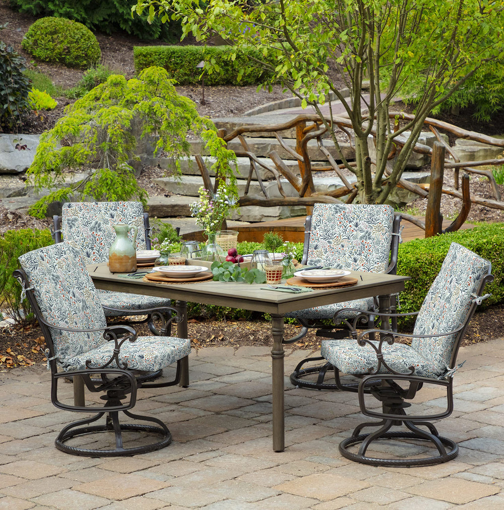 Arden Selections cushions on porch table set showing aesthetic upgrade for outdoor spaces