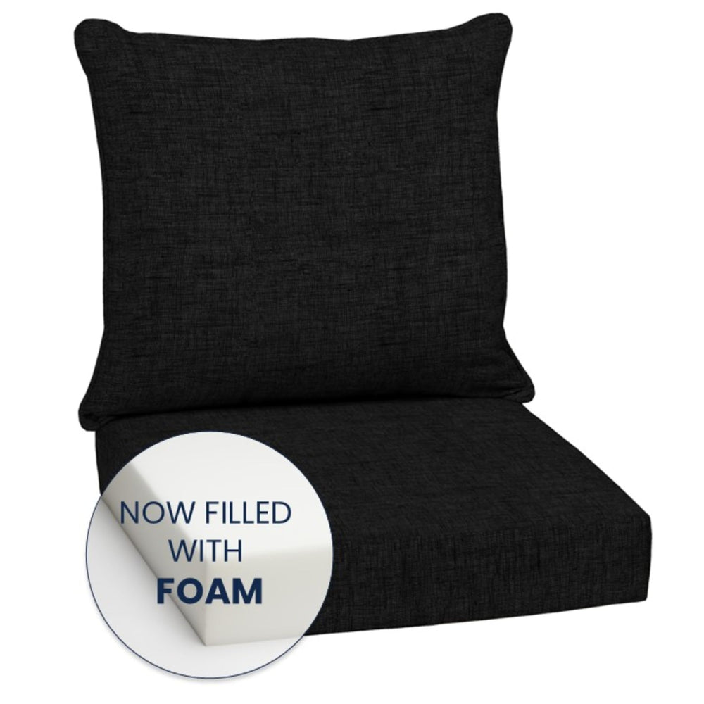 Arden Selections lifestyle scene with guests using cushions for relaxed summer gatherings