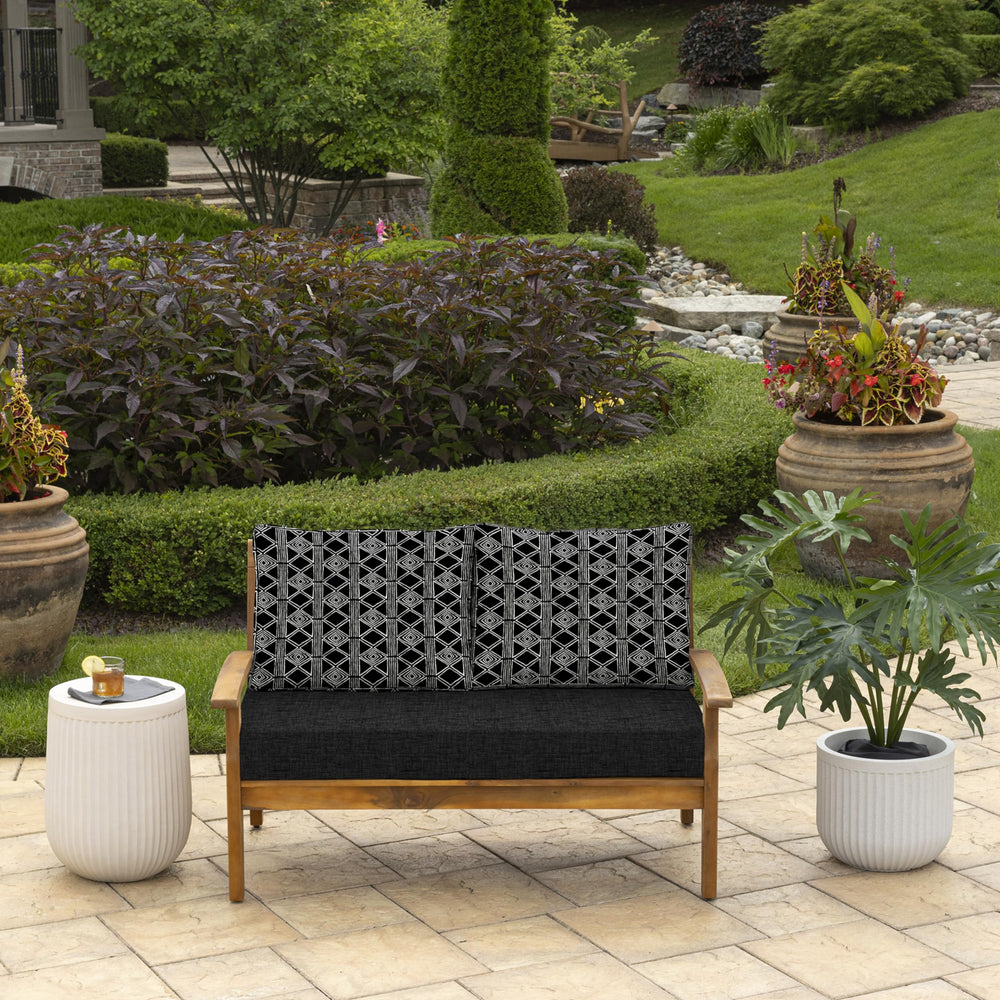 Arden Selections black global stripe fabric pattern showing durable, fade-resistant weave