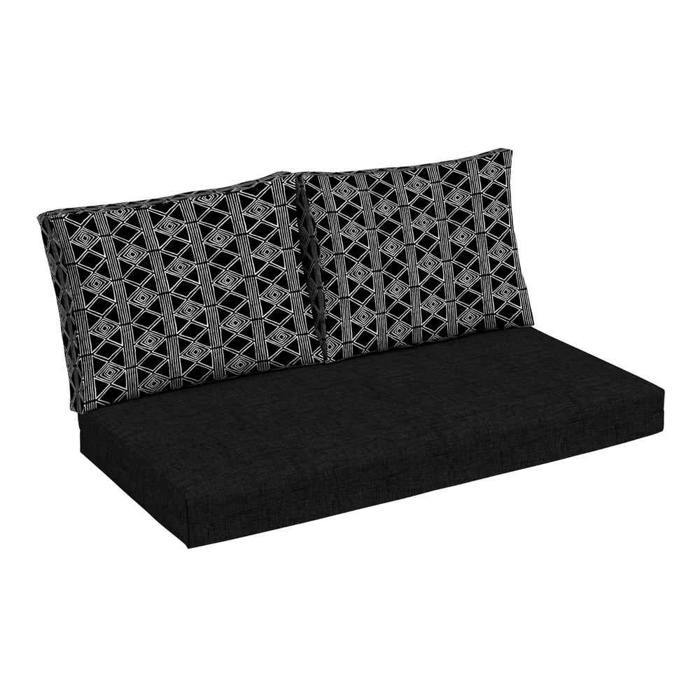Arden Selections front view of three-piece loveseat cushion set, ready to upgrade seating