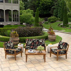 Arden Selections loveseat cushions styled on a patio loveseat demonstrating comfort and style