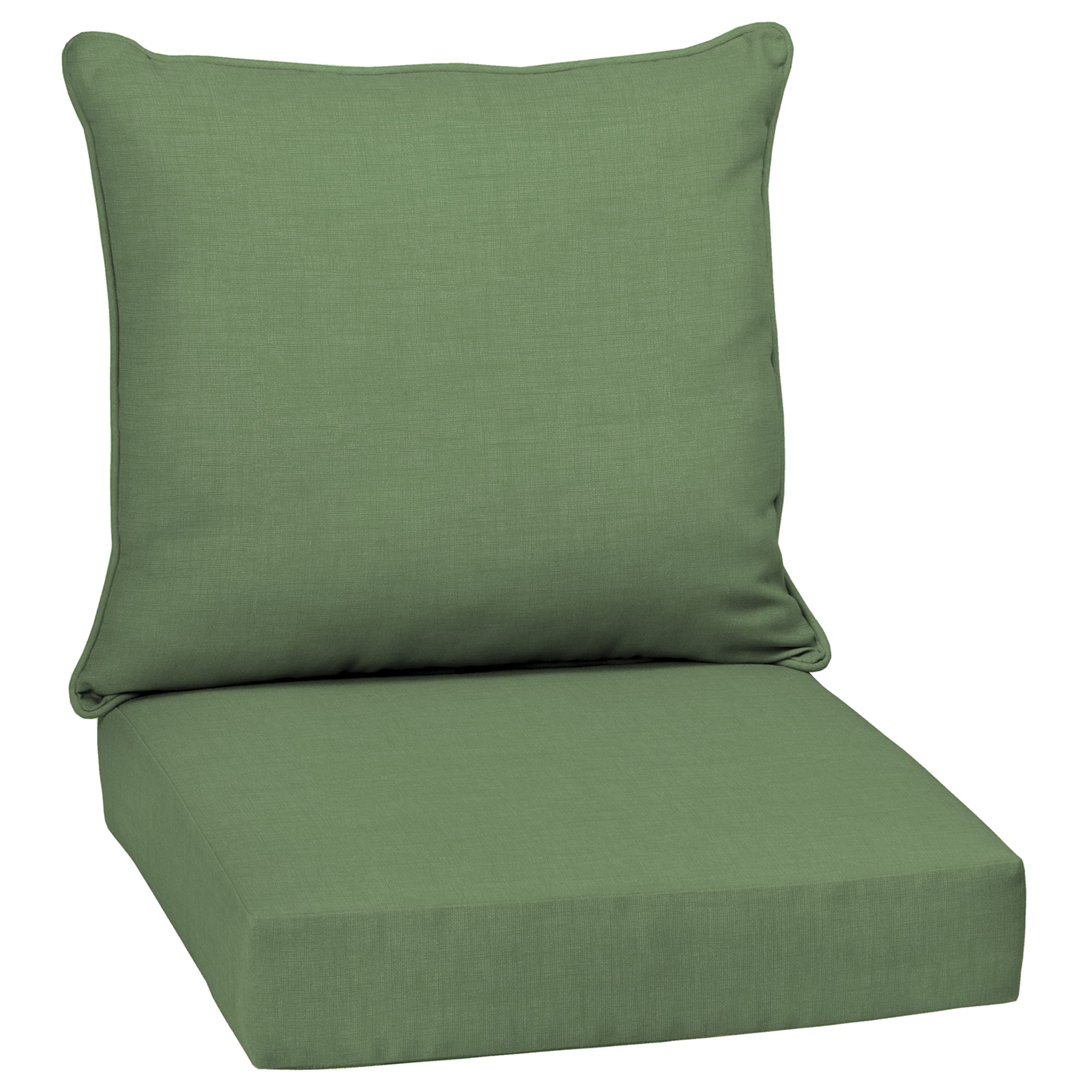 Arden Selections front view of moss green deep seat cushion set showing full design and fit