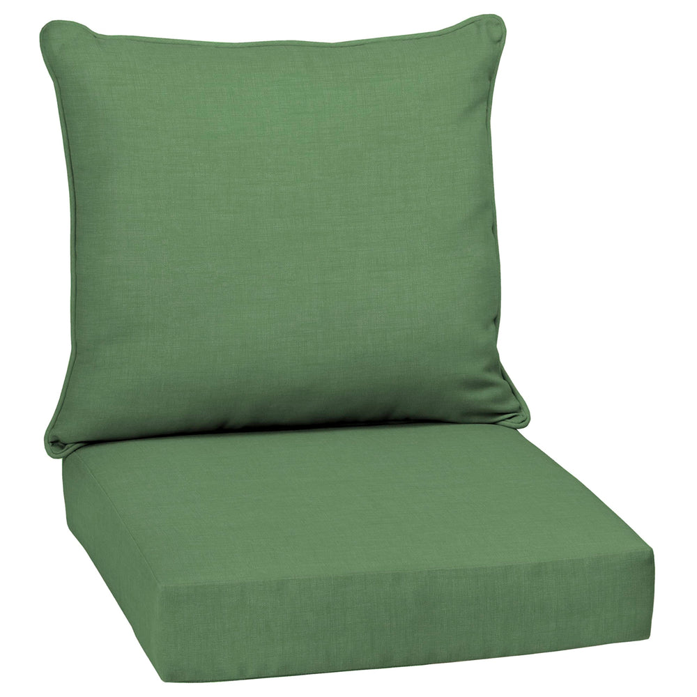 Arden Selections front view of moss green deep seat cushion set showing full design and fit