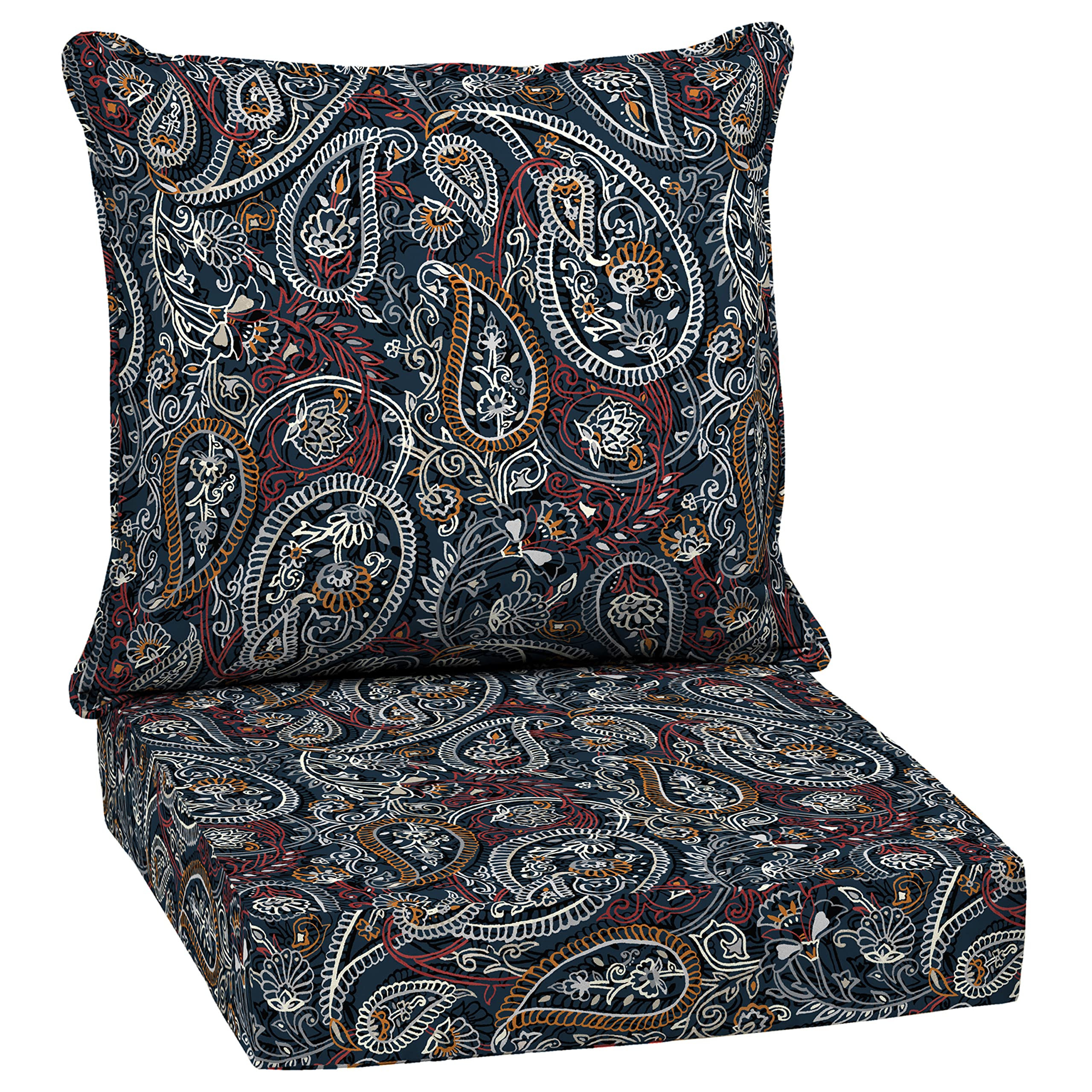 Arden Selections front view showing navy paisley cushions and vibrant pattern benefit