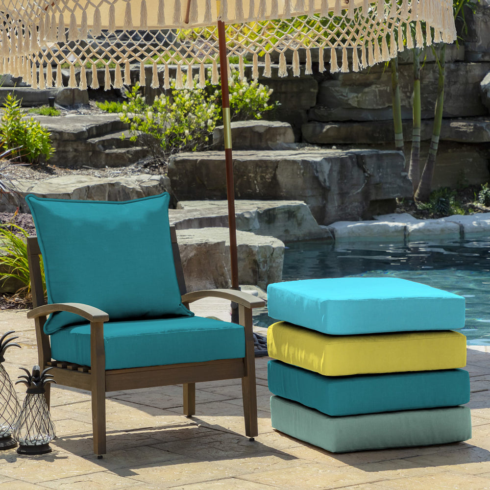 Arden Selections cushion staged on patio chair enhancing seating