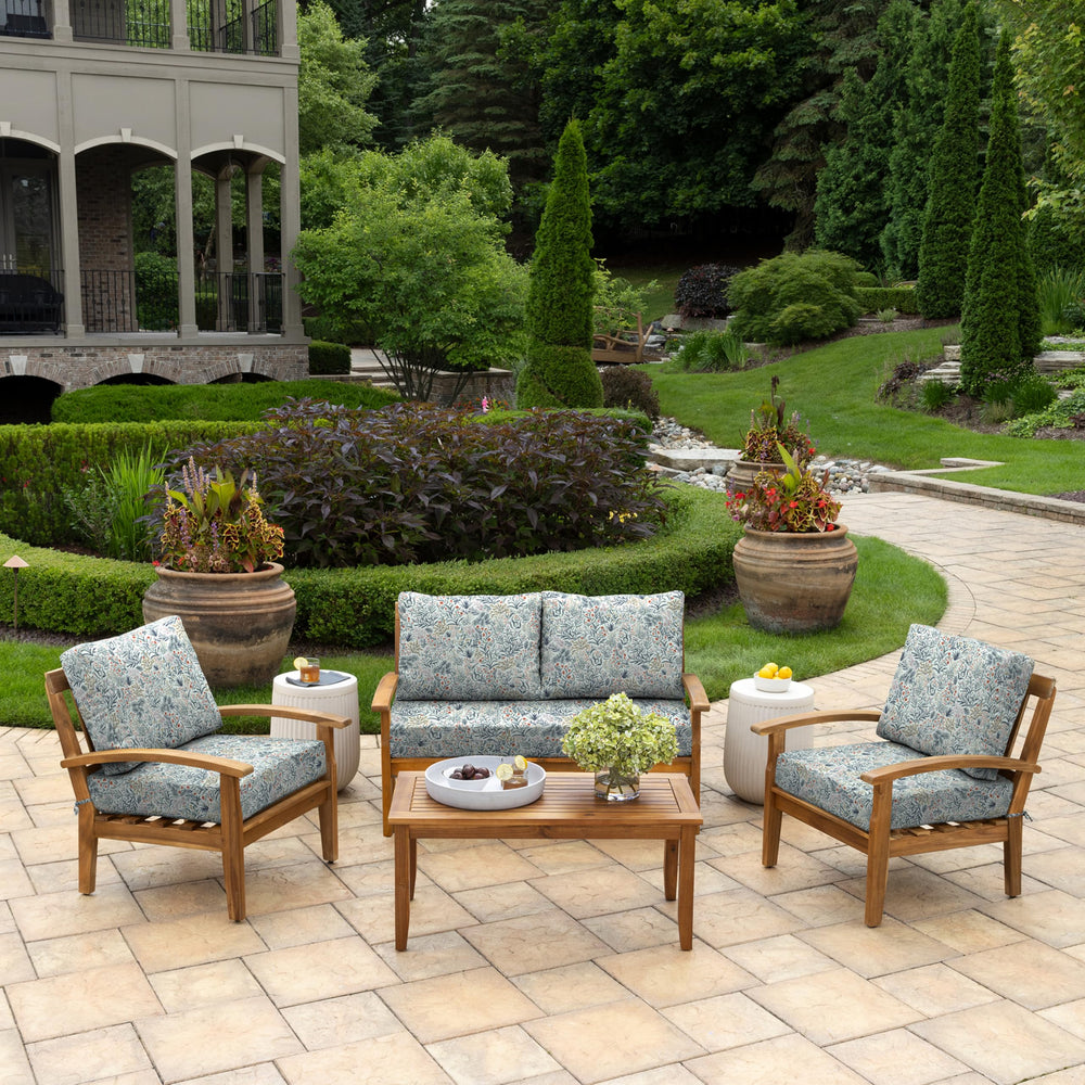 Arden Selections loveseat cushions in use on a patio showing stylish seating