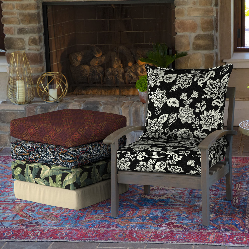 Arden Selections cushions styled on a patio sofa showing enhanced outdoor seating comfort and style