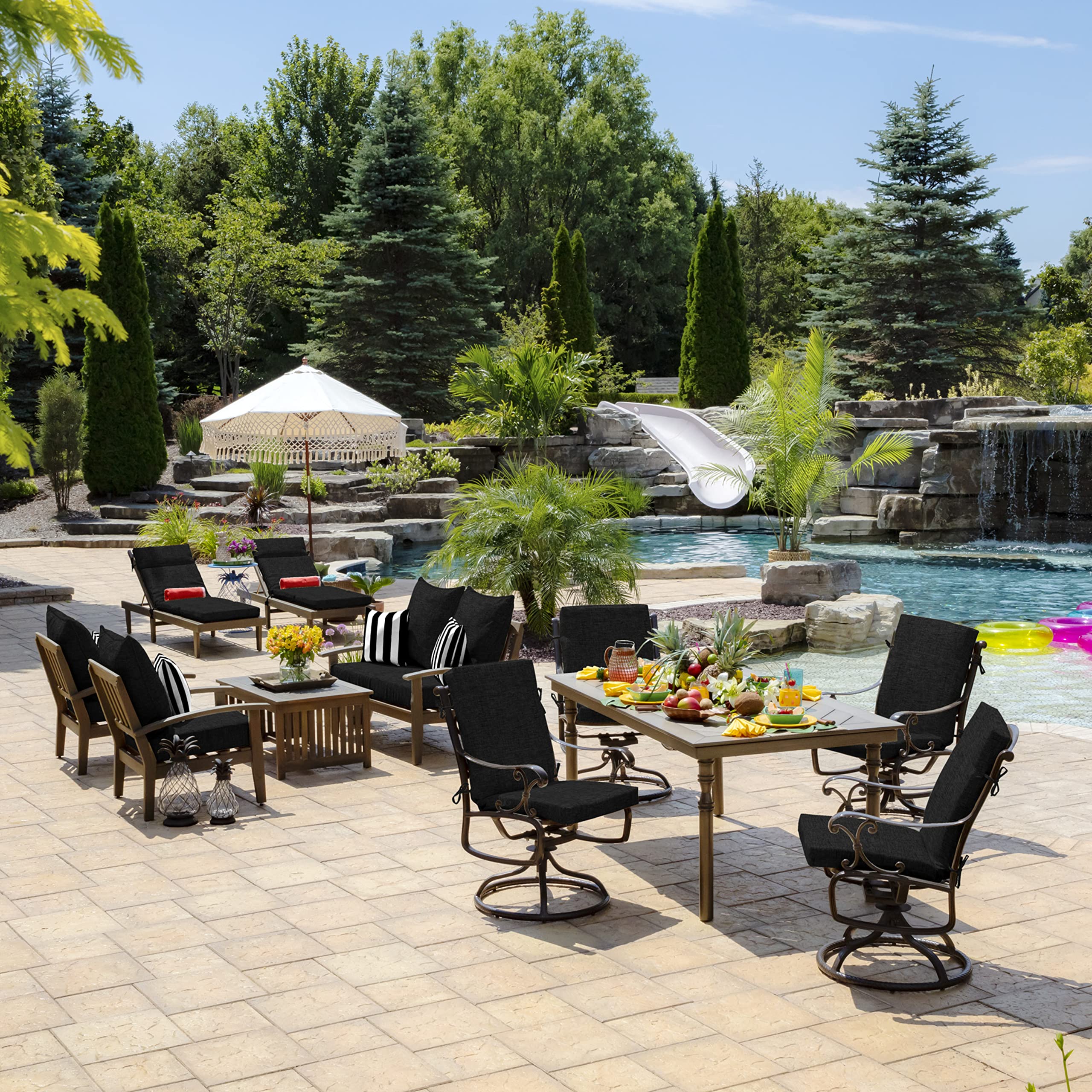 Arden Selections black pattern on outdoor table setting showing stylish weather-ready look