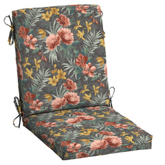 Arden Selections front view of Phoebe Grey Floral cushion set, shows full chair coverage and style