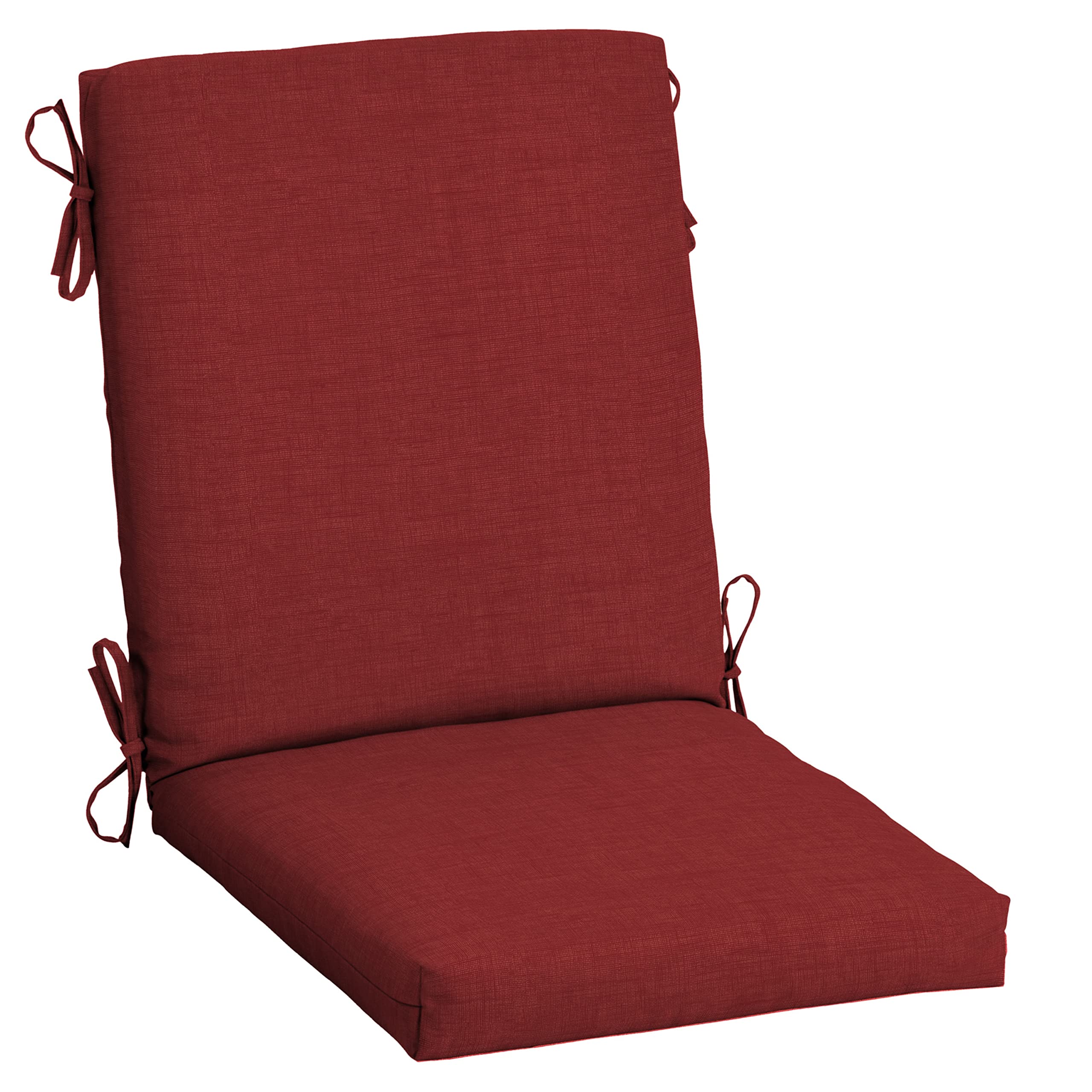 Arden Selections front view showing ruby red two-piece cushion on chair, adds comfortable seating