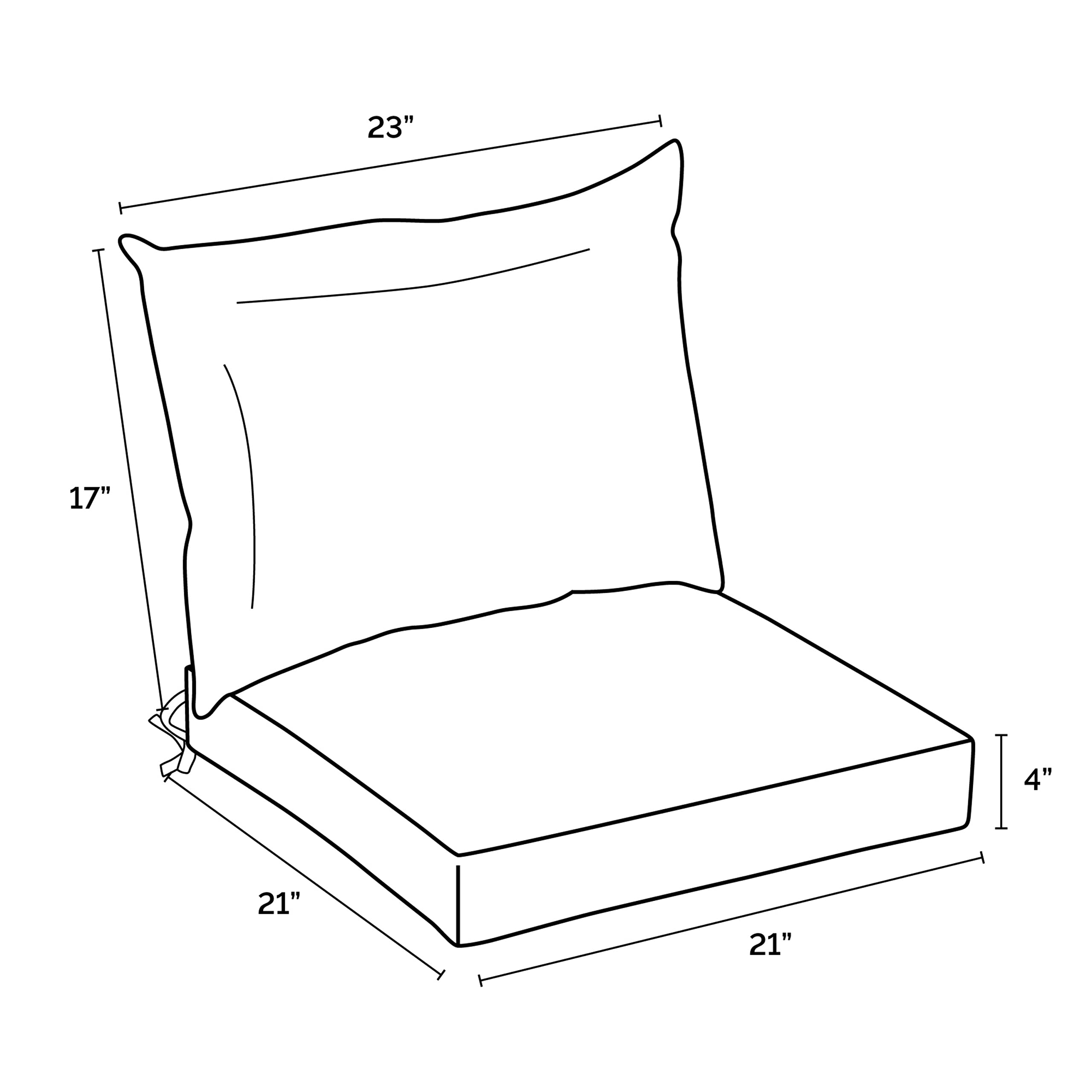 Arden Selections tie detail securing cushion to chair for stable seating