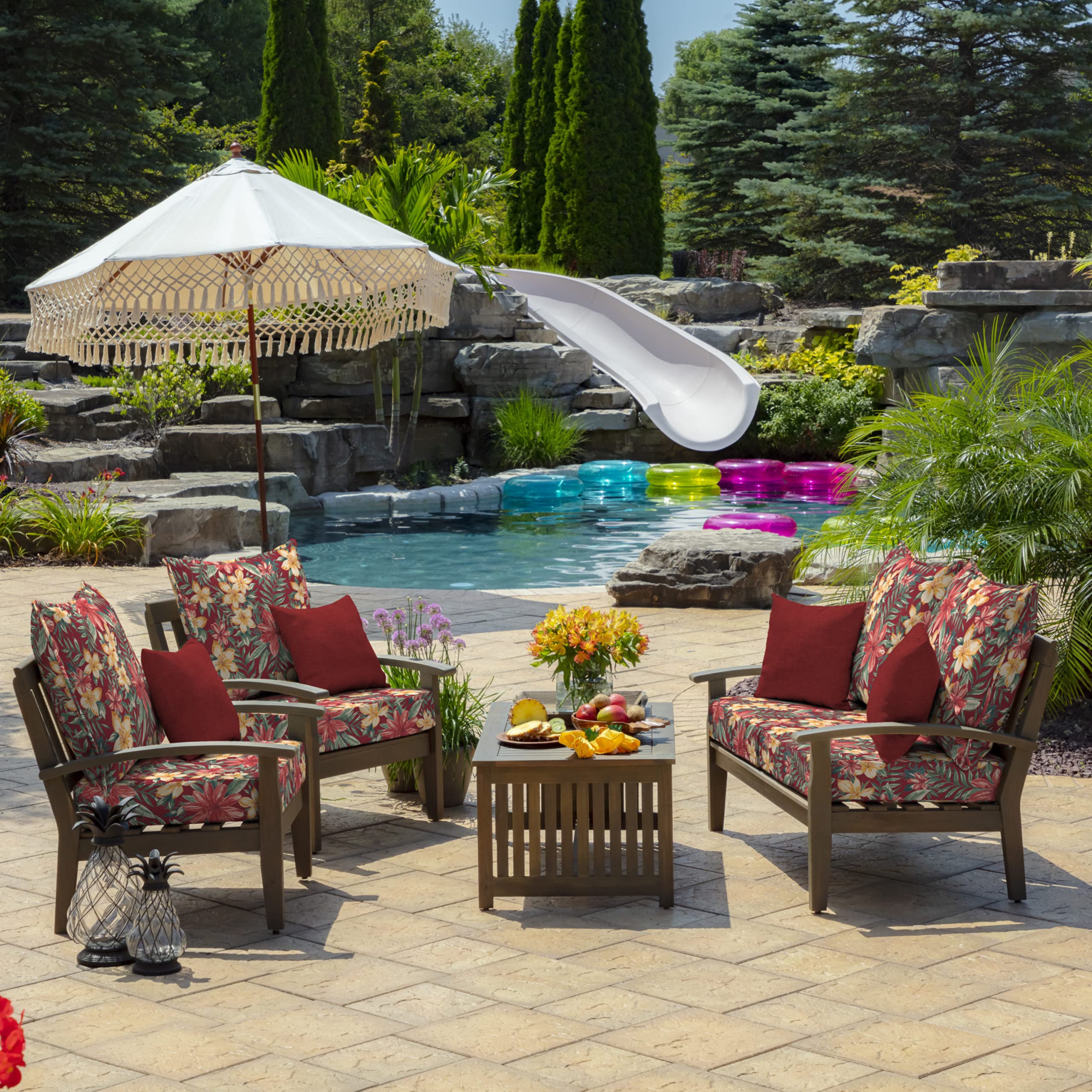 Arden Selections pouring water demo showing water-repellent finish protection