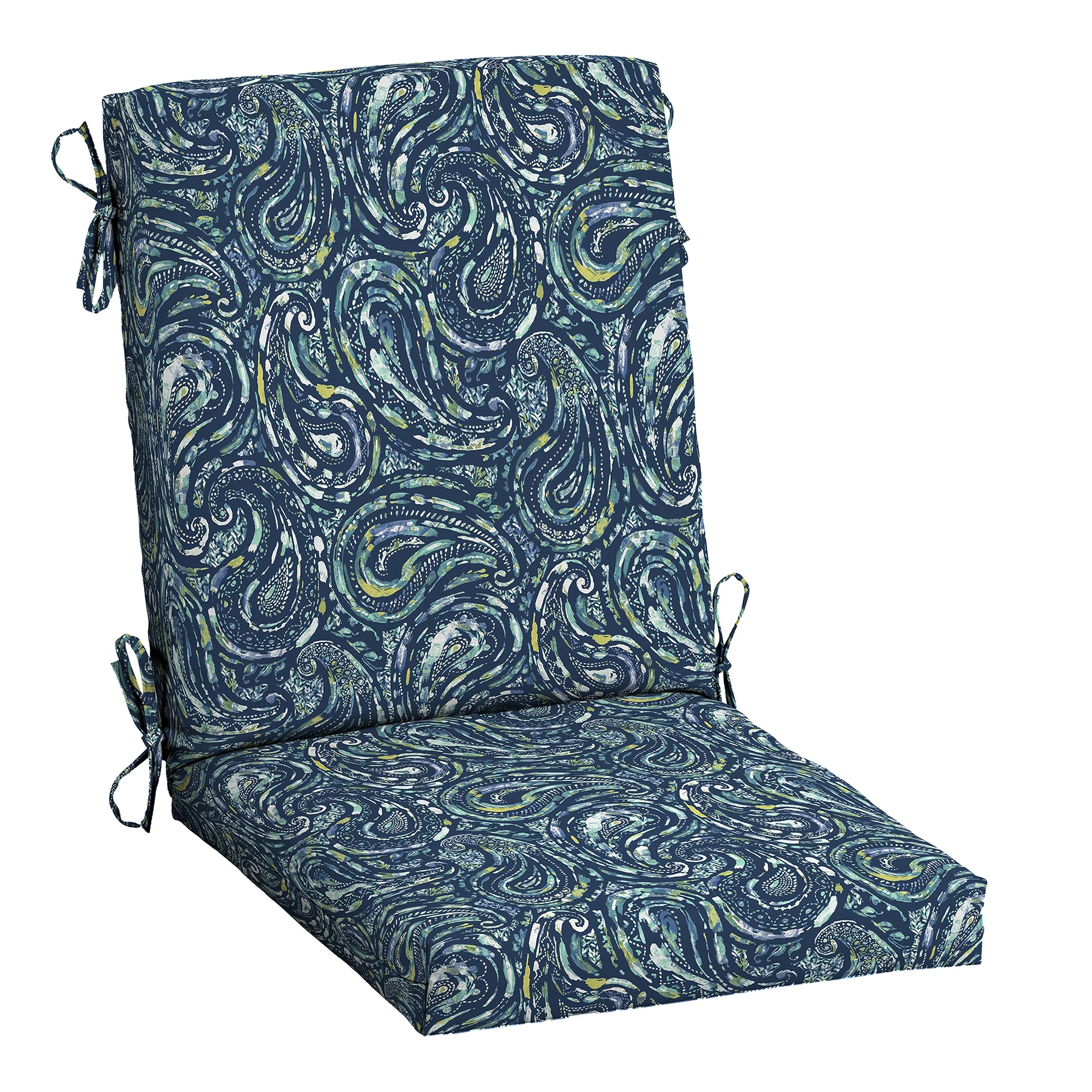 Arden Selections front view of sapphire paisley cushion set shows full design and fit