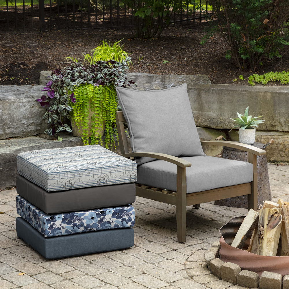 Arden Selections cushion next to chair showing fit and scale for deep seat furniture