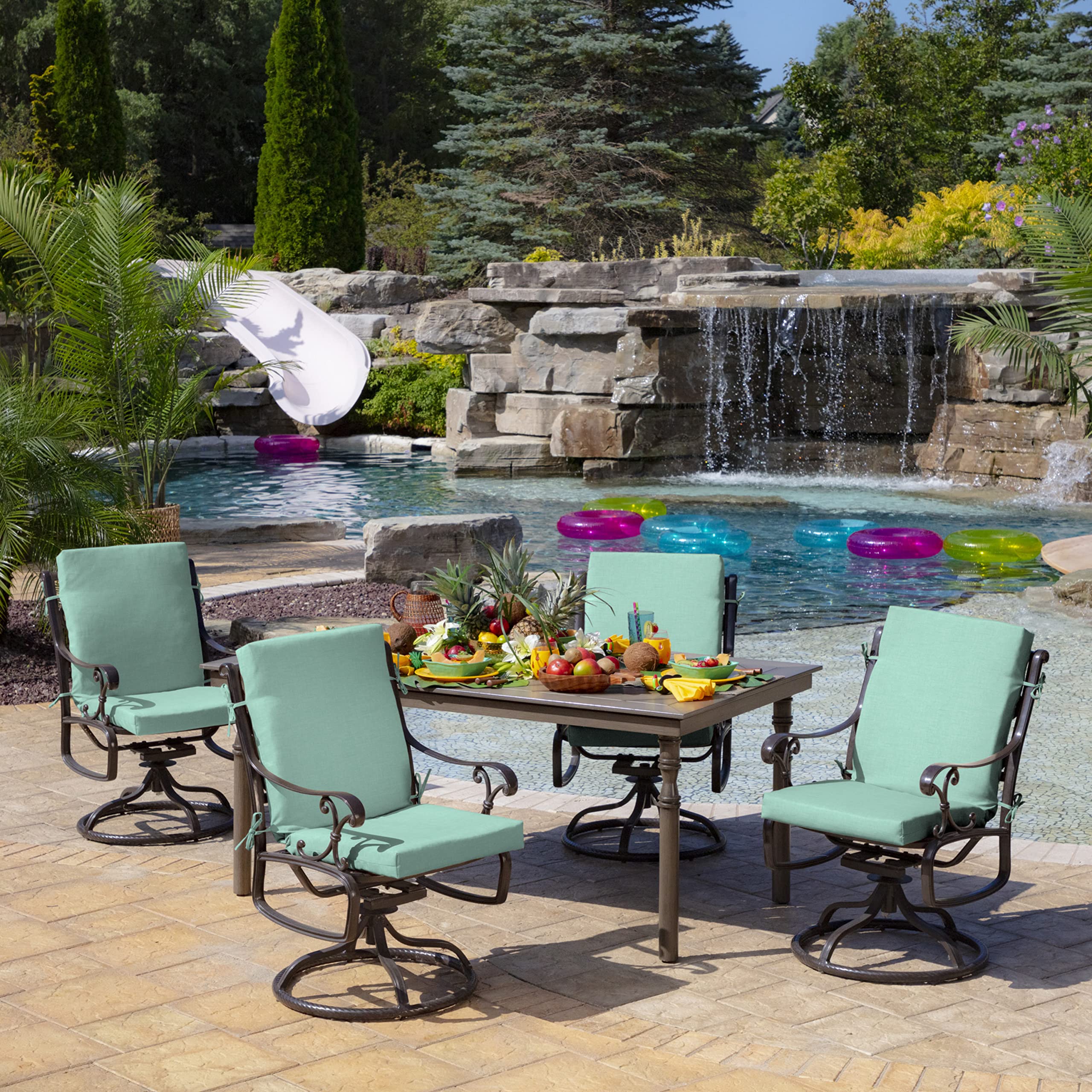 Arden Selections cushion on a dining chair to show scale and fit for standard chairs benefit