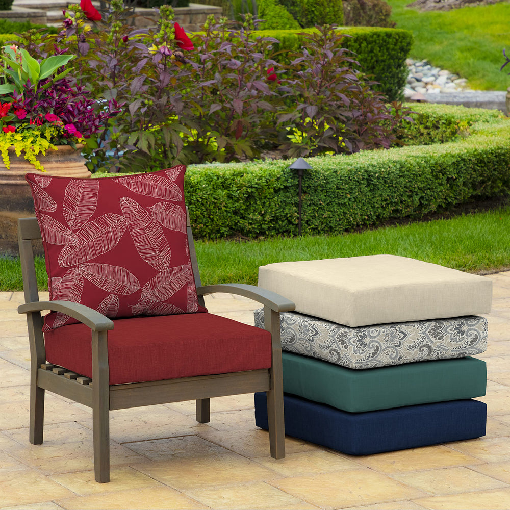 Arden Selections cushion beside measuring tape showing 24x24 dimensions for fit