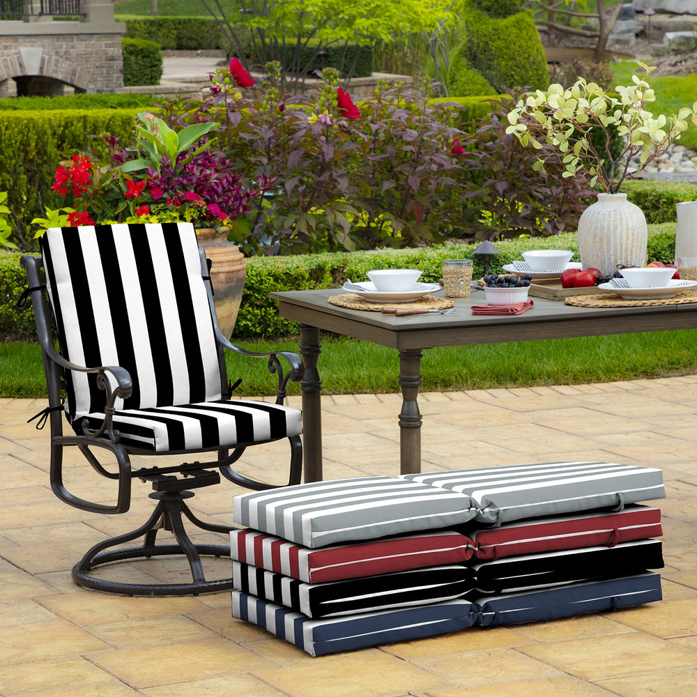 Arden Selections separated seat and back cushions laid out to show the 20x20 and 20x24 sizes