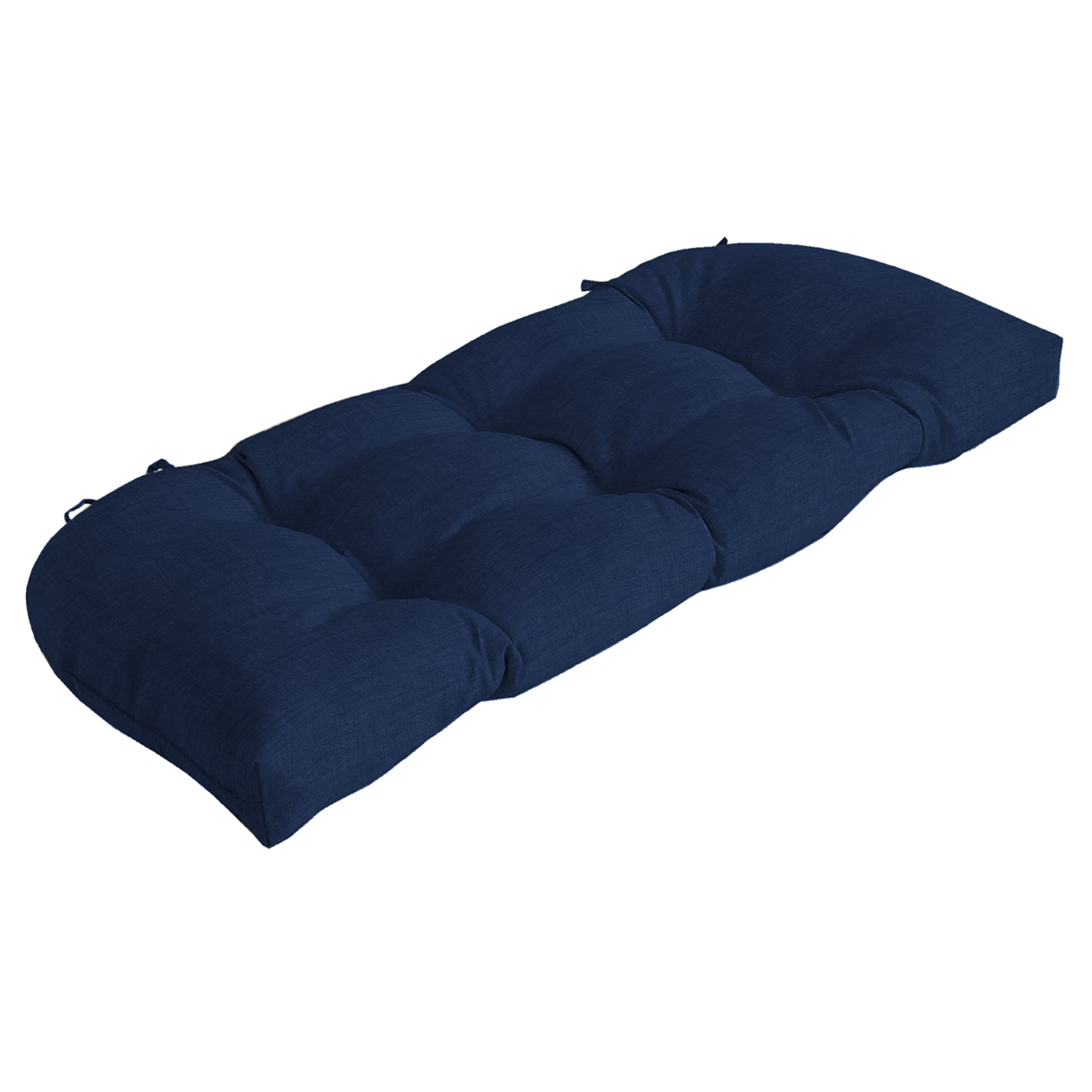 Arden Selections front view of sapphire blue tufted settee cushion showing fit and style