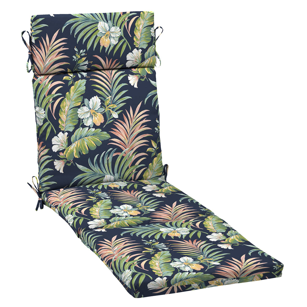 Arden Selections front view of Simone Blue Tropical chaise cushion showing full-length fit and color