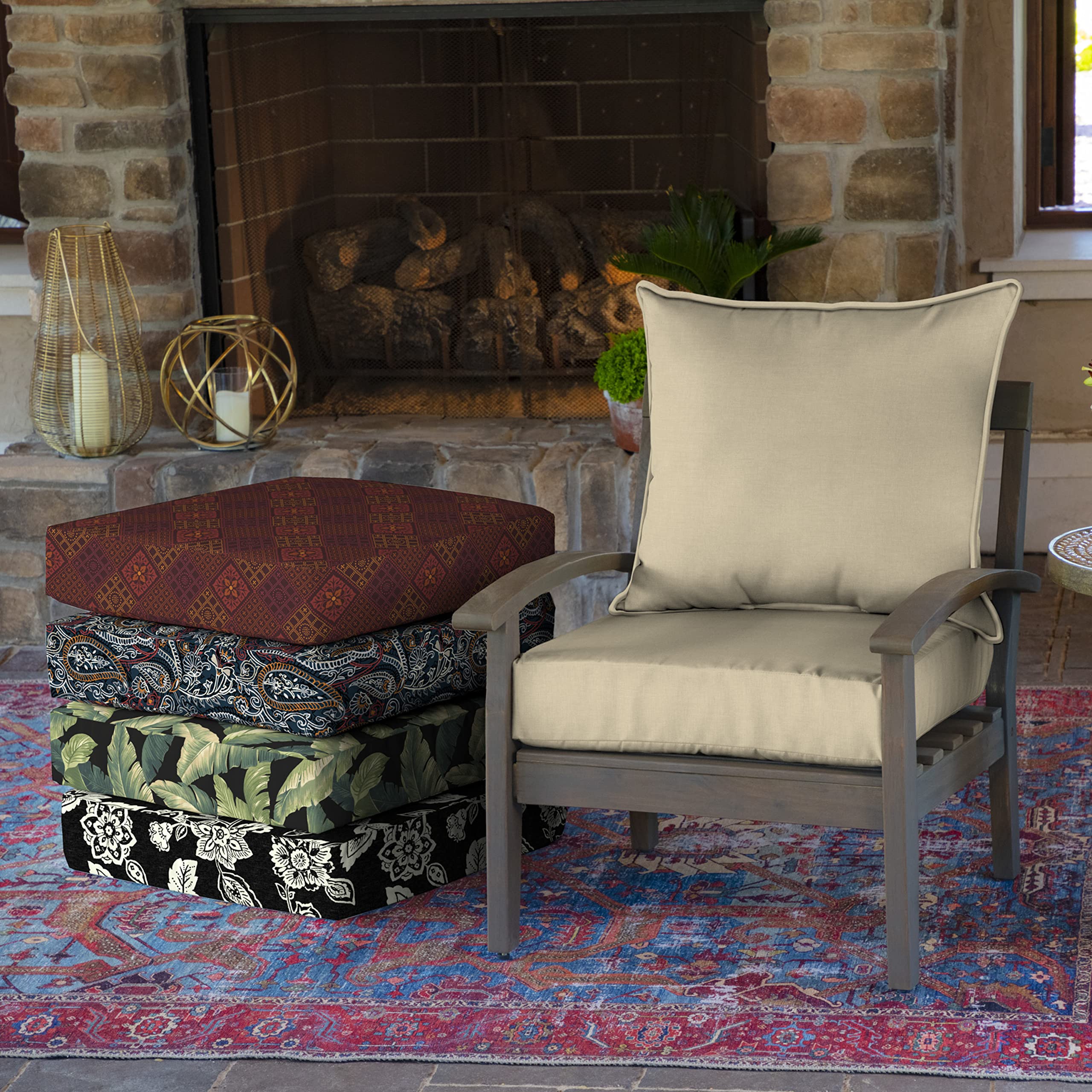 Arden Selections cushion next to a ruler showing 24x24 size for scale