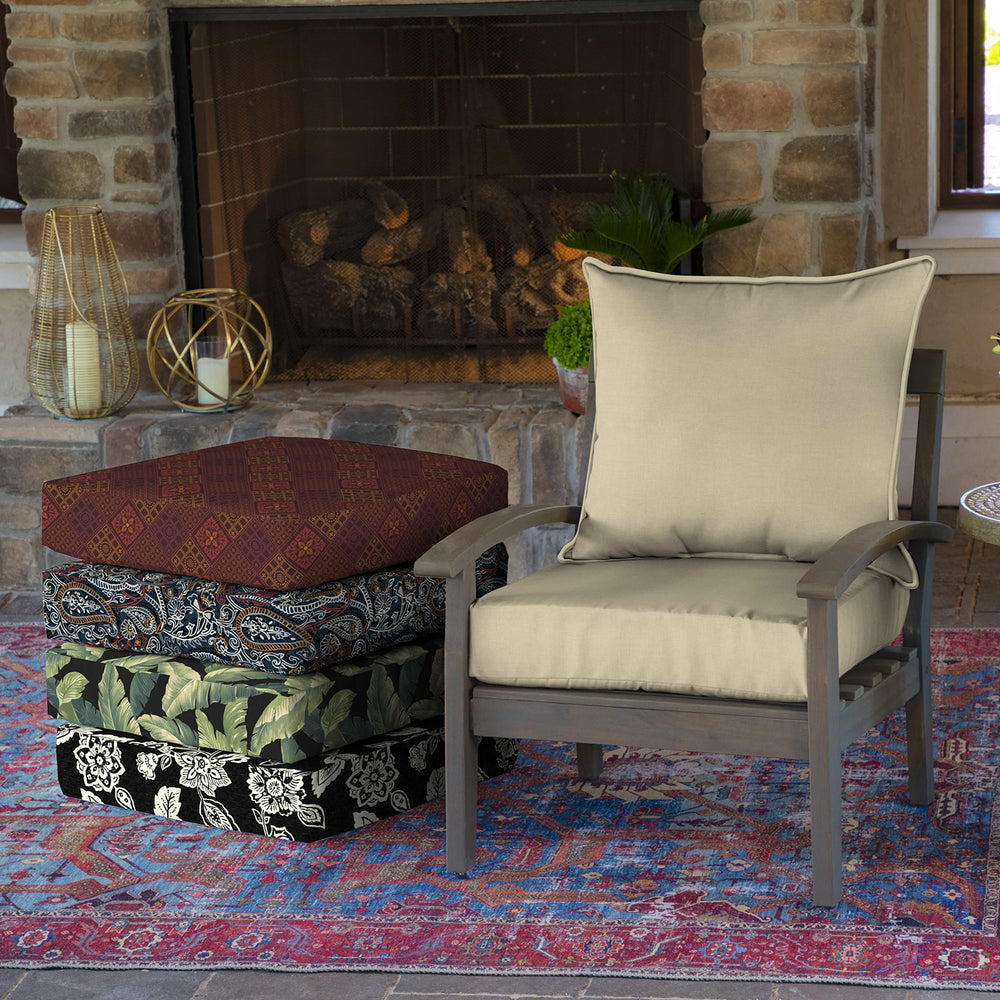 Arden Selections cushion next to a ruler showing 24x24 size for scale