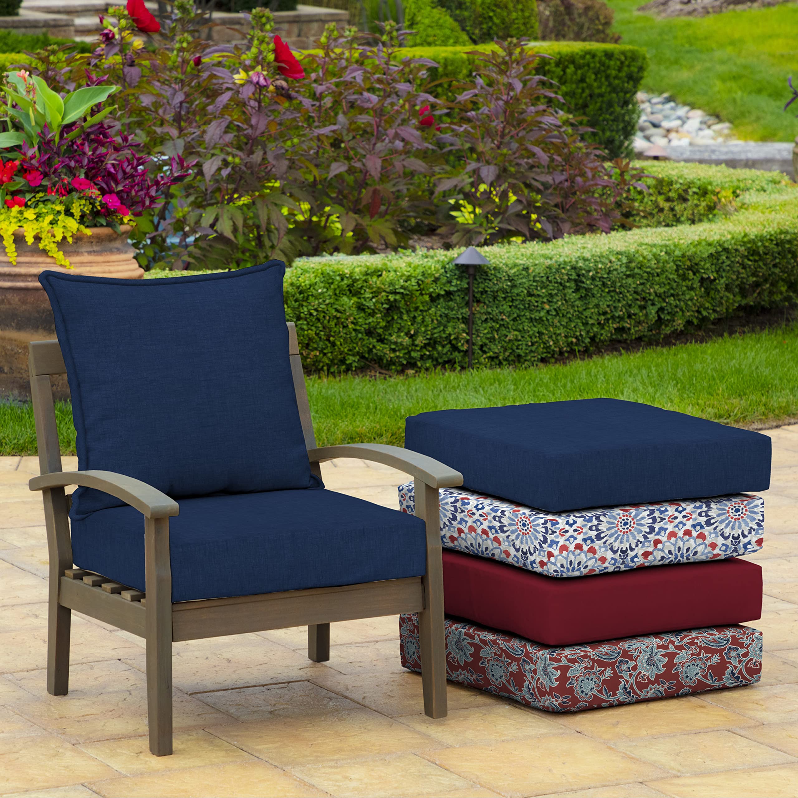 Arden Selections cushion on a chair showing scale and fit for deep-seat furniture