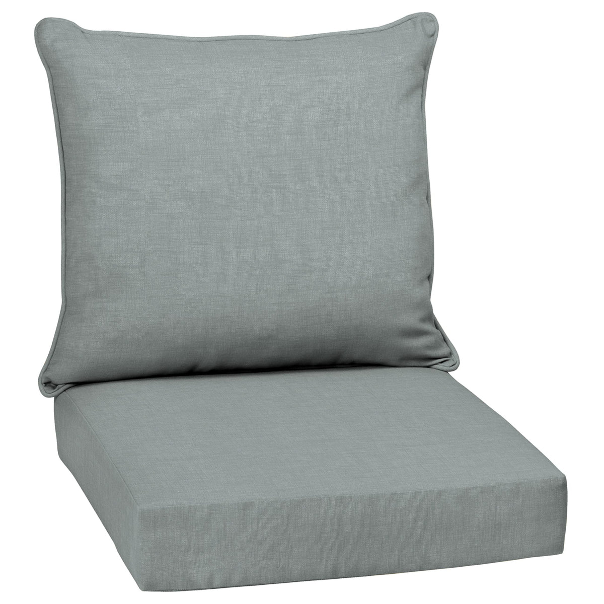 Arden Selections front view of stone grey cushion set showing clean modern style and weatherproof finish