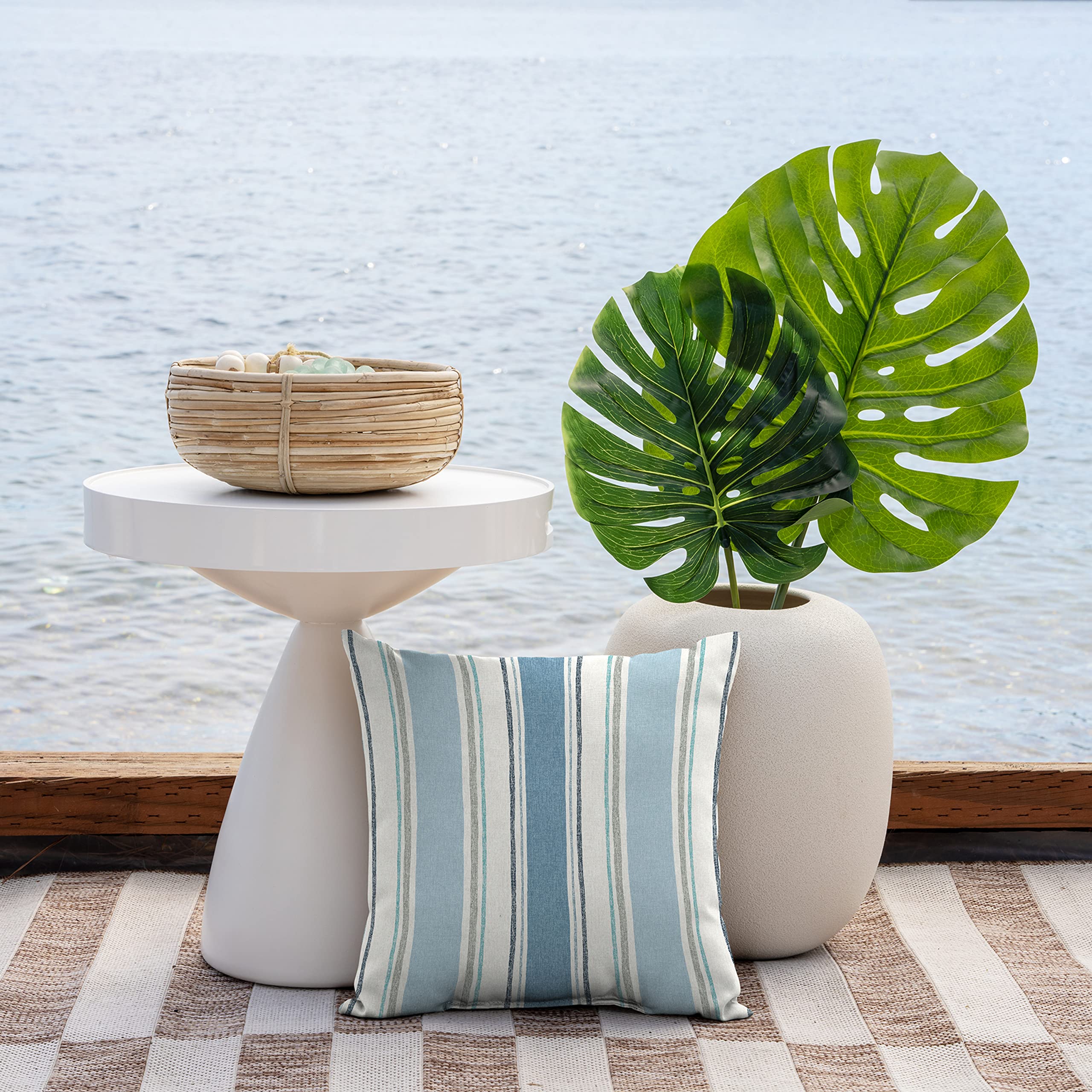 Arden Selections close-up of striped polyester fabric texture highlighting UV-treated finish and durability