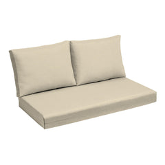 Arden Selections front view of Tan Leala cushion set showing neat fit and neutral color benefit aesthetic upgrade