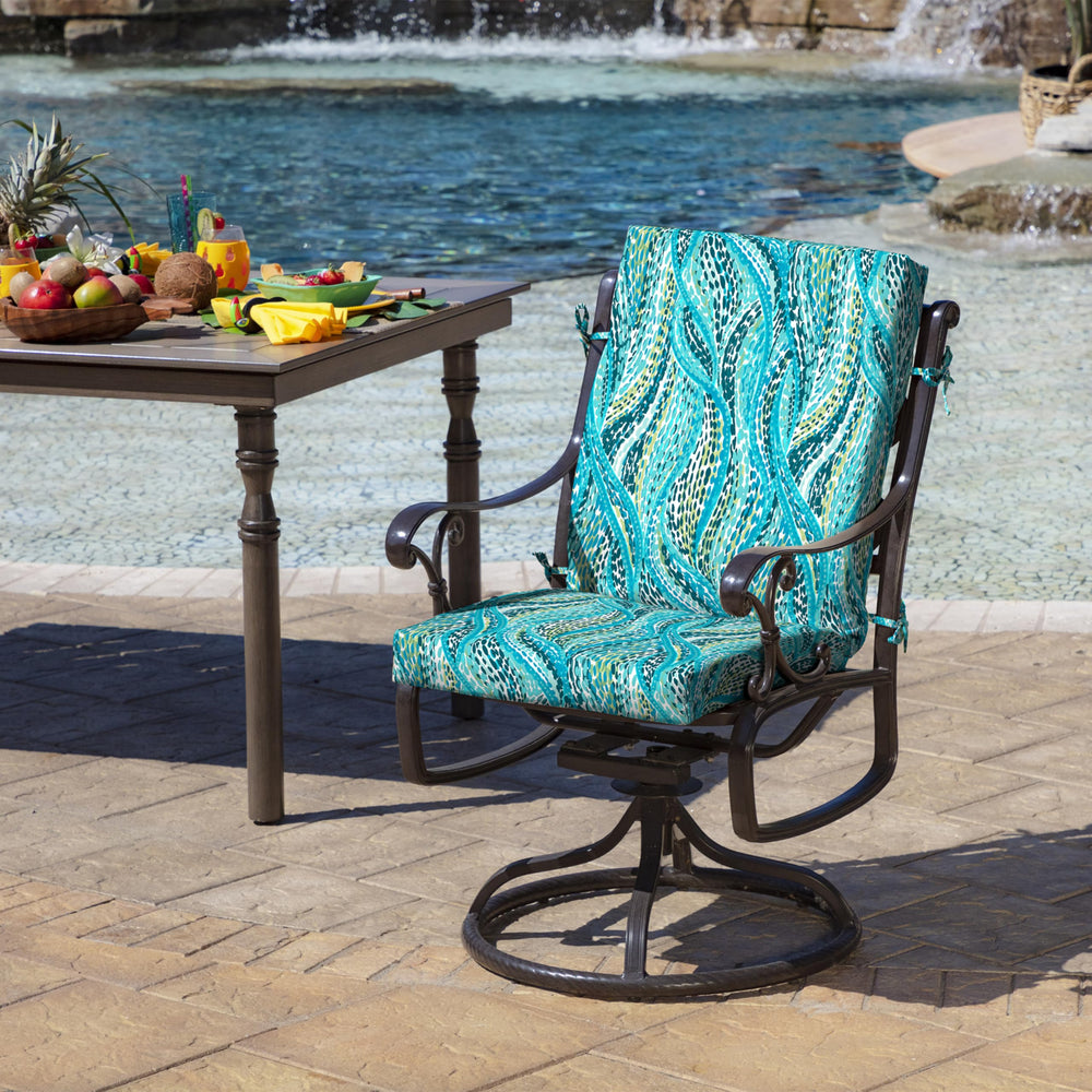 Arden Selections close-up of teal cushion fabric texture for durable outdoor feel